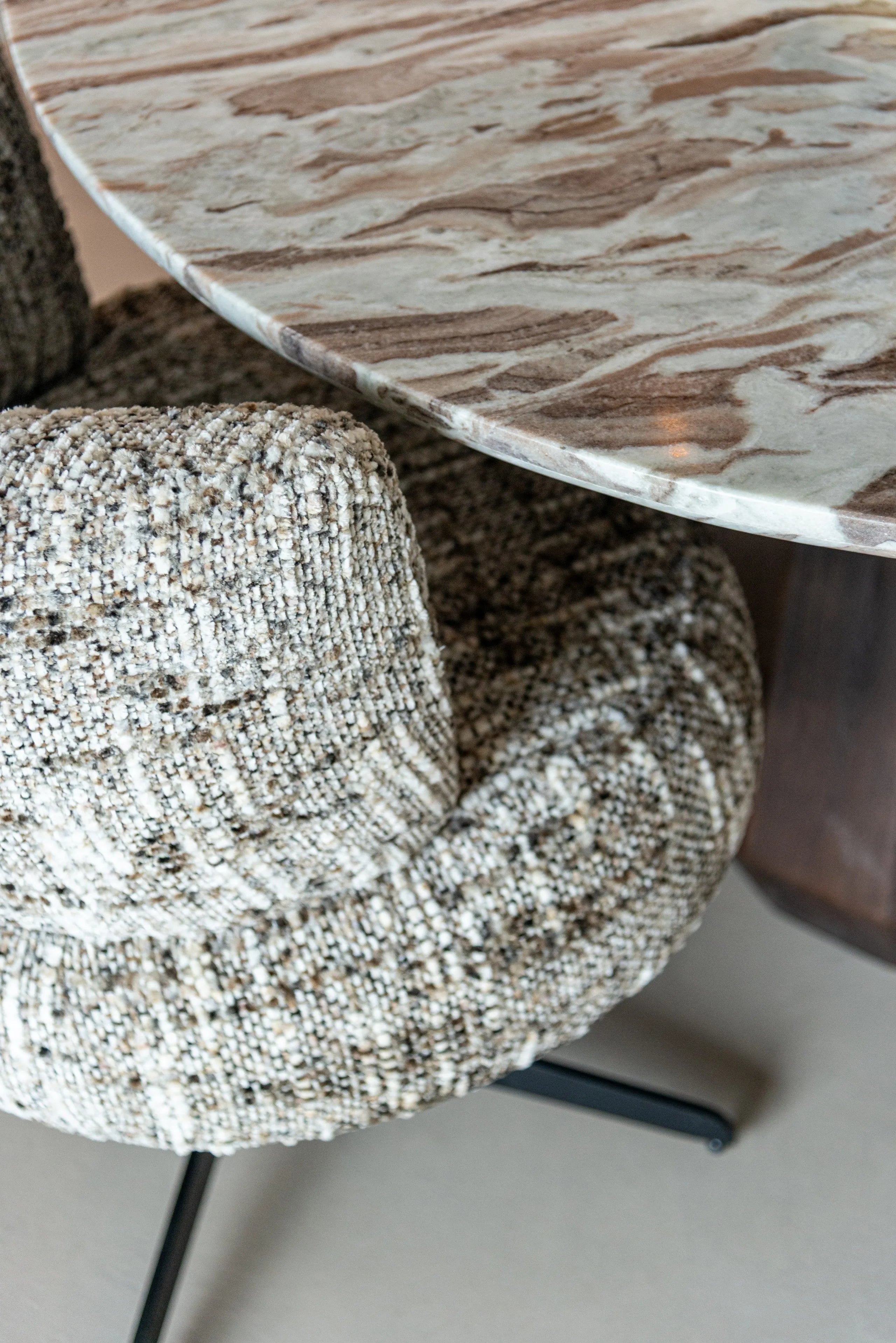 Richmond Interiors Oberoy Brown Marble Round Dining Table 130cm