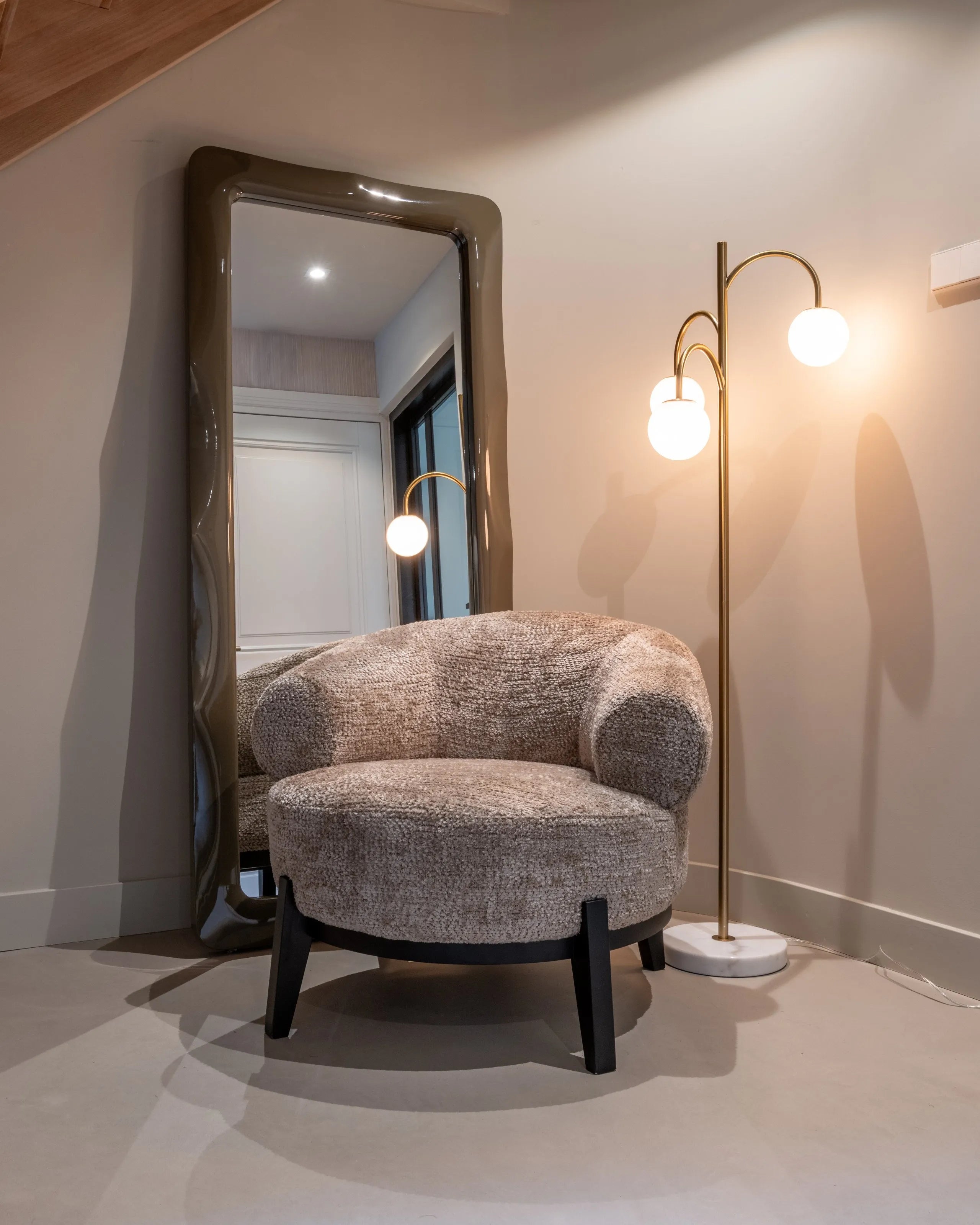 Richmond Interiors Janou White Marble & Gold Floor Lamp