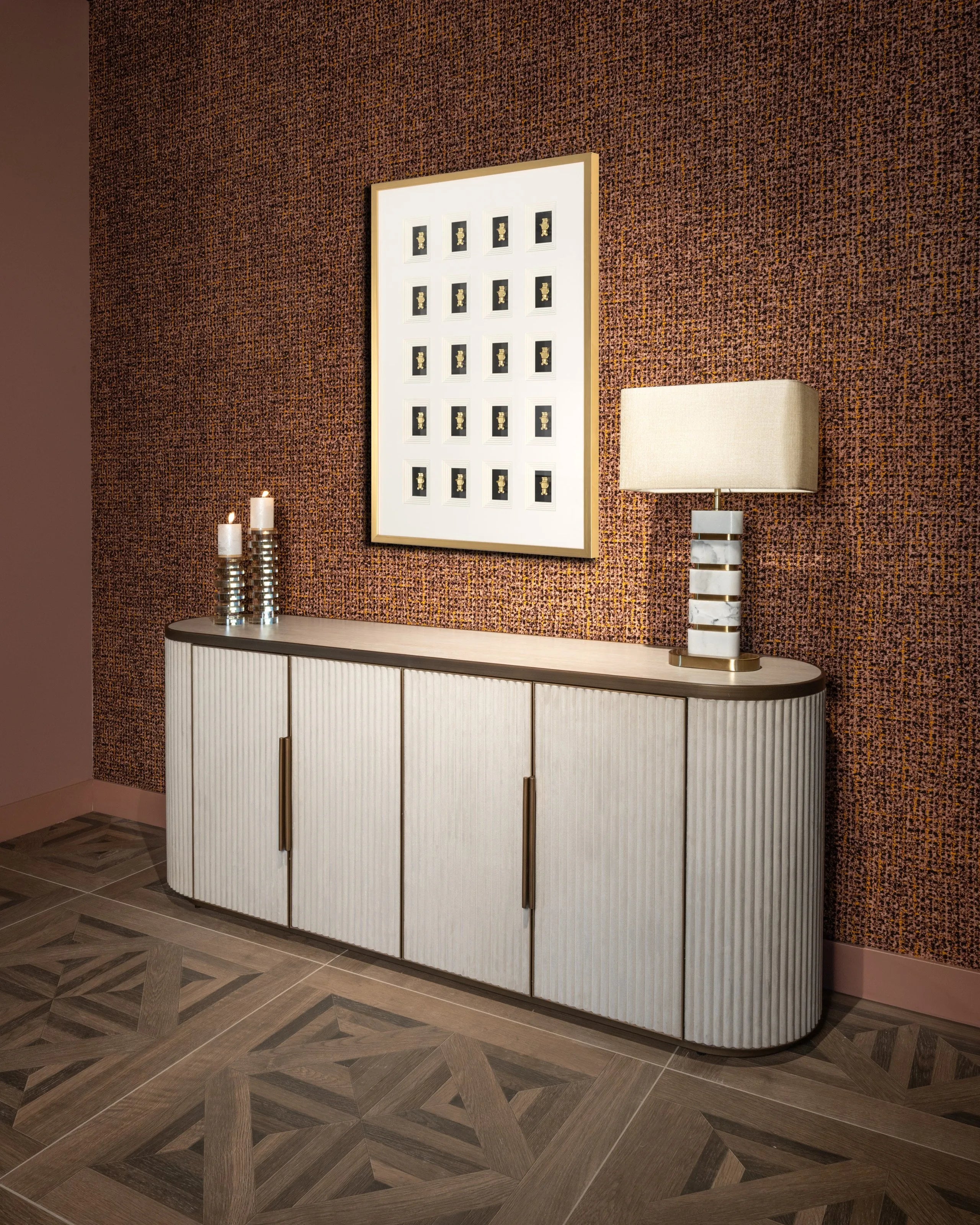 Richmond Interiors Lenore Grey Marble & Gold Table Lamp