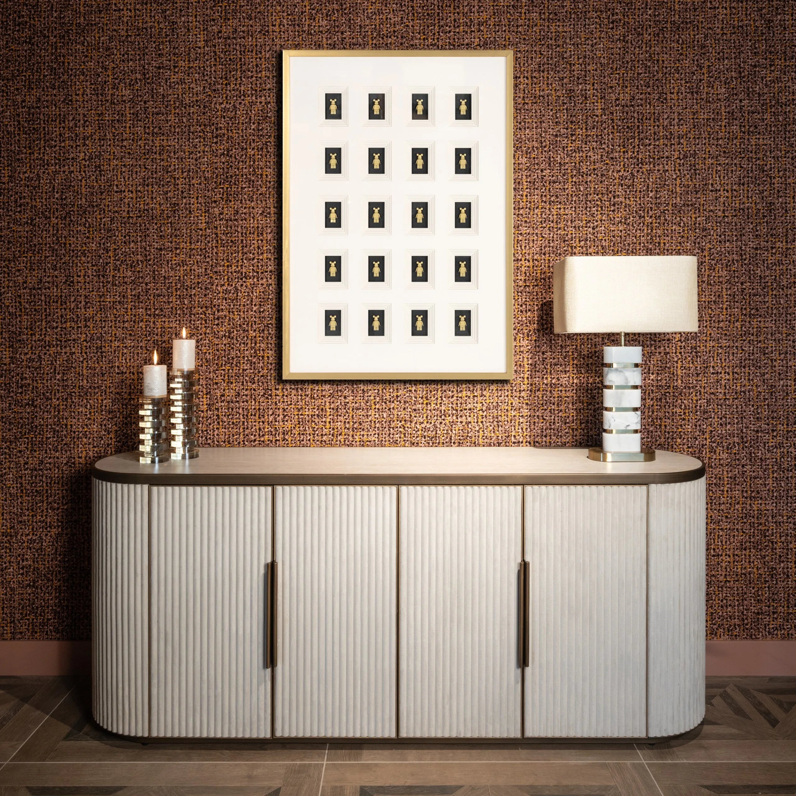 Richmond Interiors Tivoli Gold & White Ceramic Sideboard