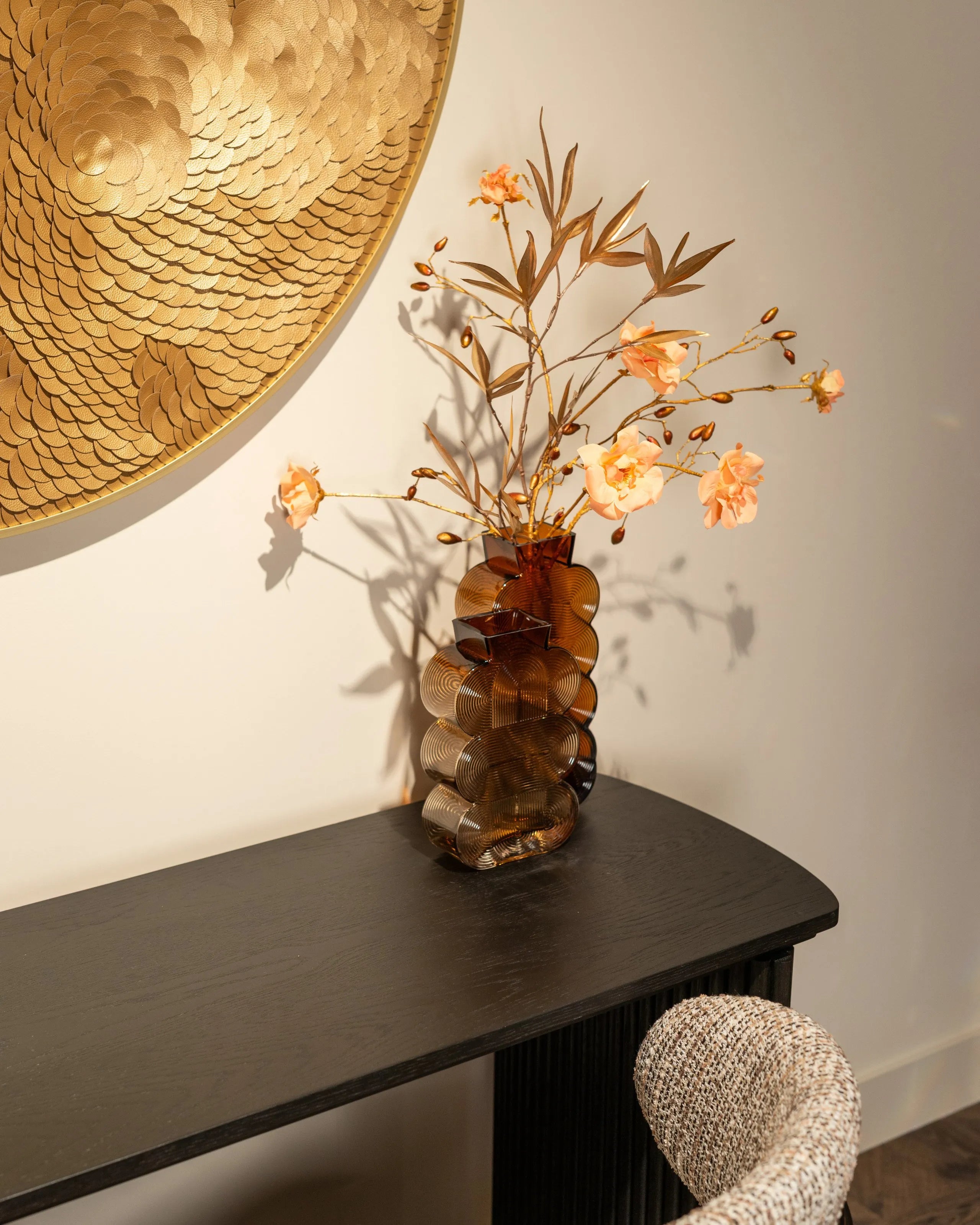 Richmond Interiors Bloom Gold Coin Round Disk Wall Art Large