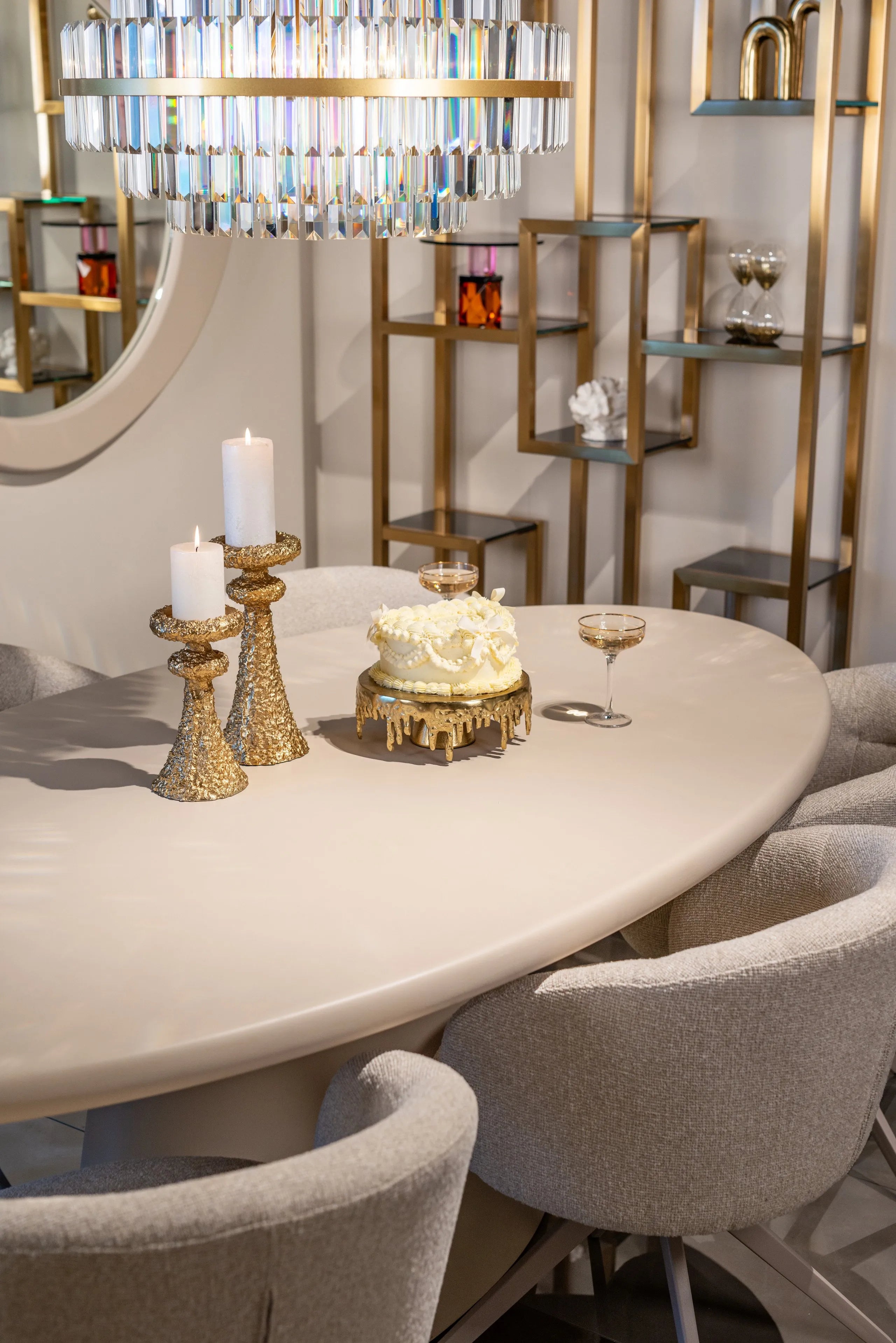 Richmond Interiors July Textured Gold Candle Holder | Large