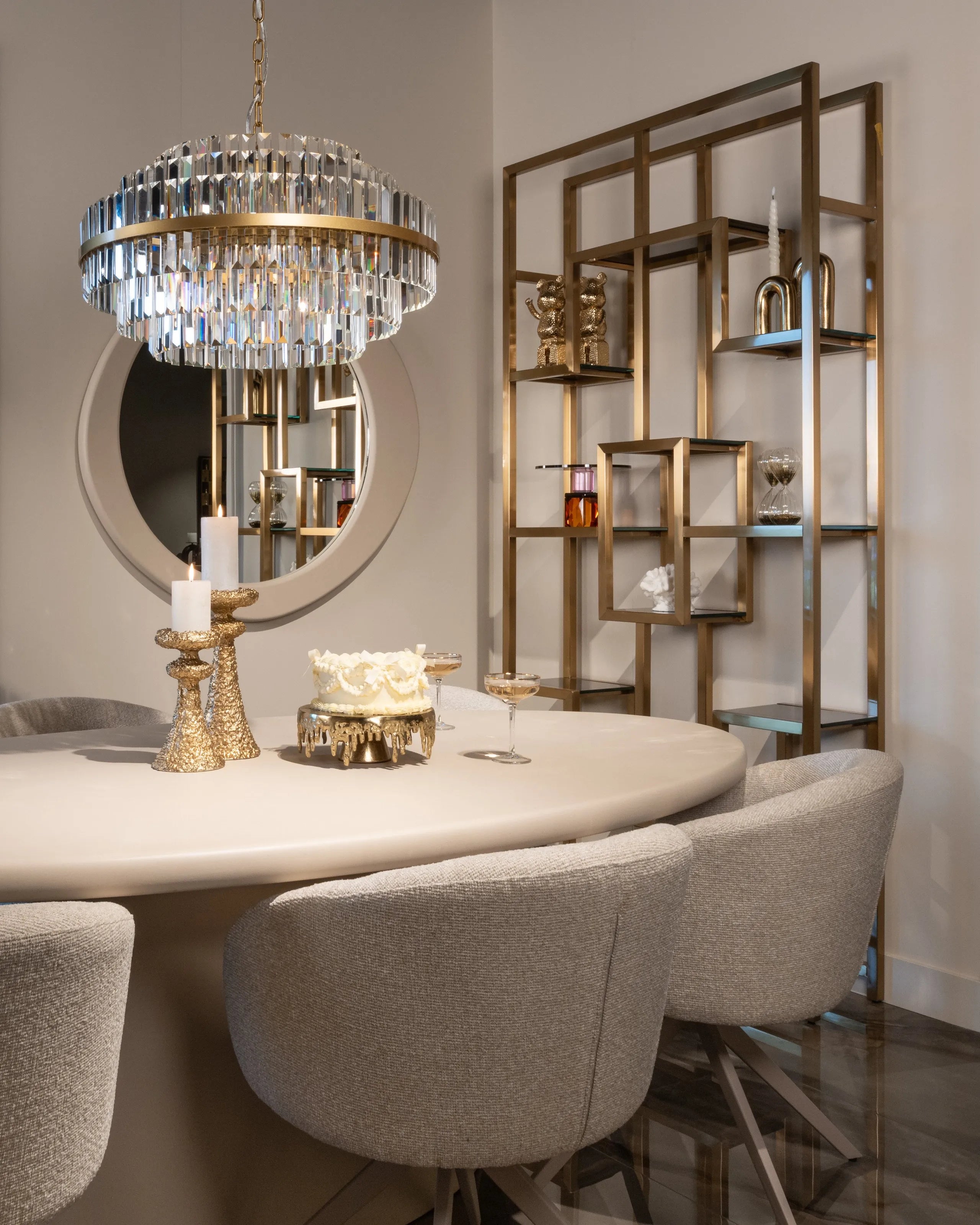 Richmond Interiors Desire Brushed Gold Crystal Glass Chandelier Small