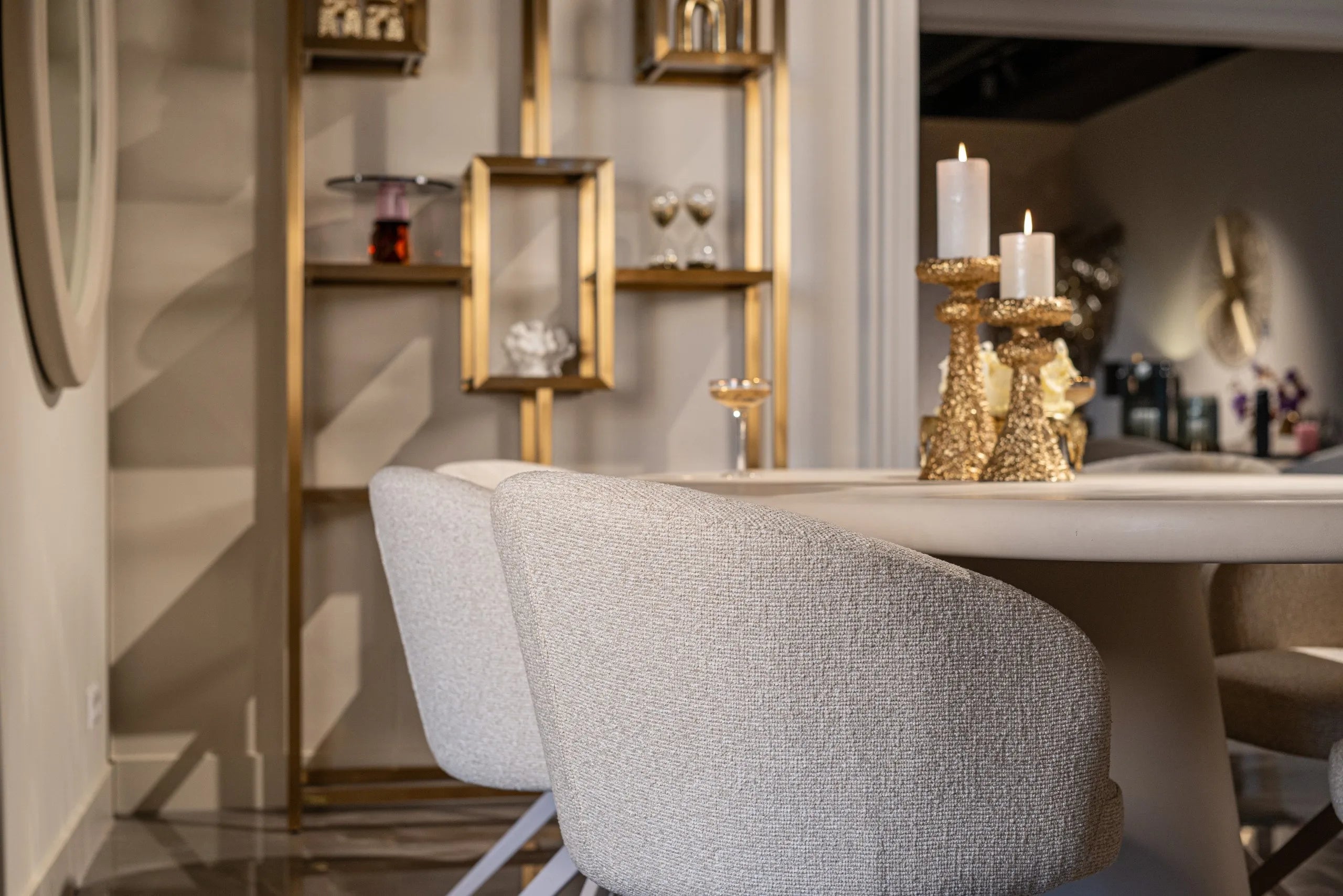 Richmond Interiors July Textured Gold Candle Holder | Small