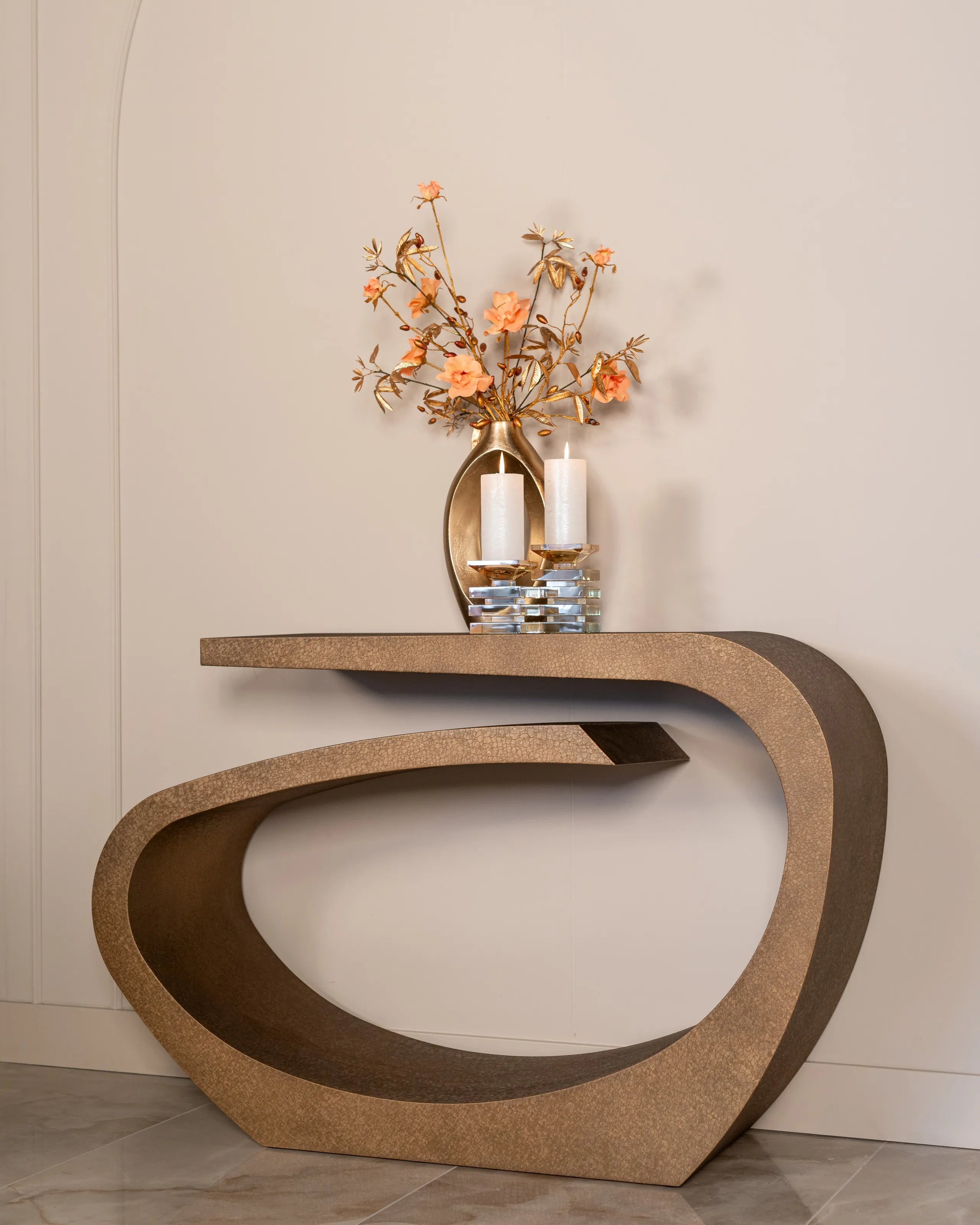 Richmond Interiors Alhambra Brushed Gold Console Table