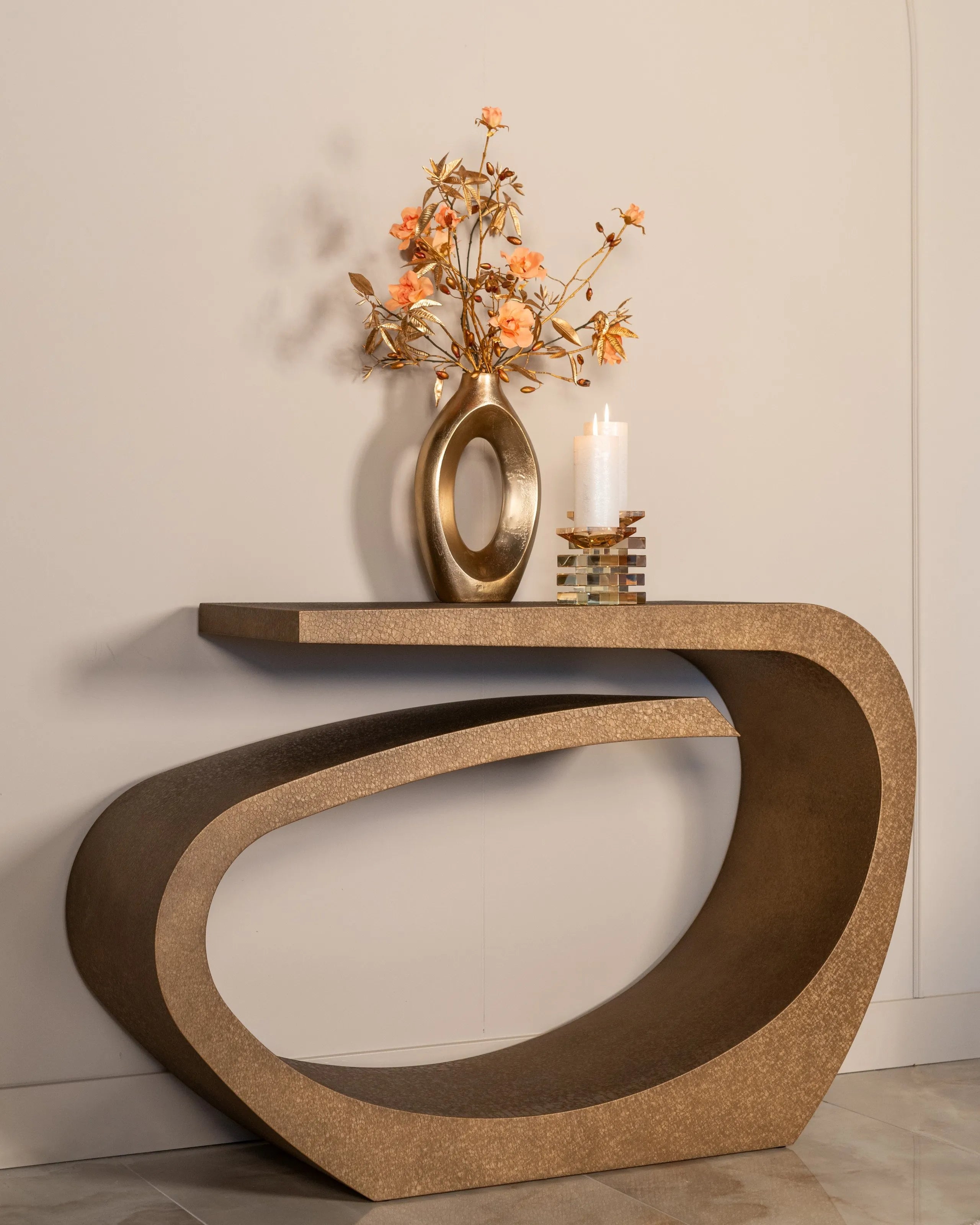 Richmond Interiors Alhambra Brushed Gold Console Table