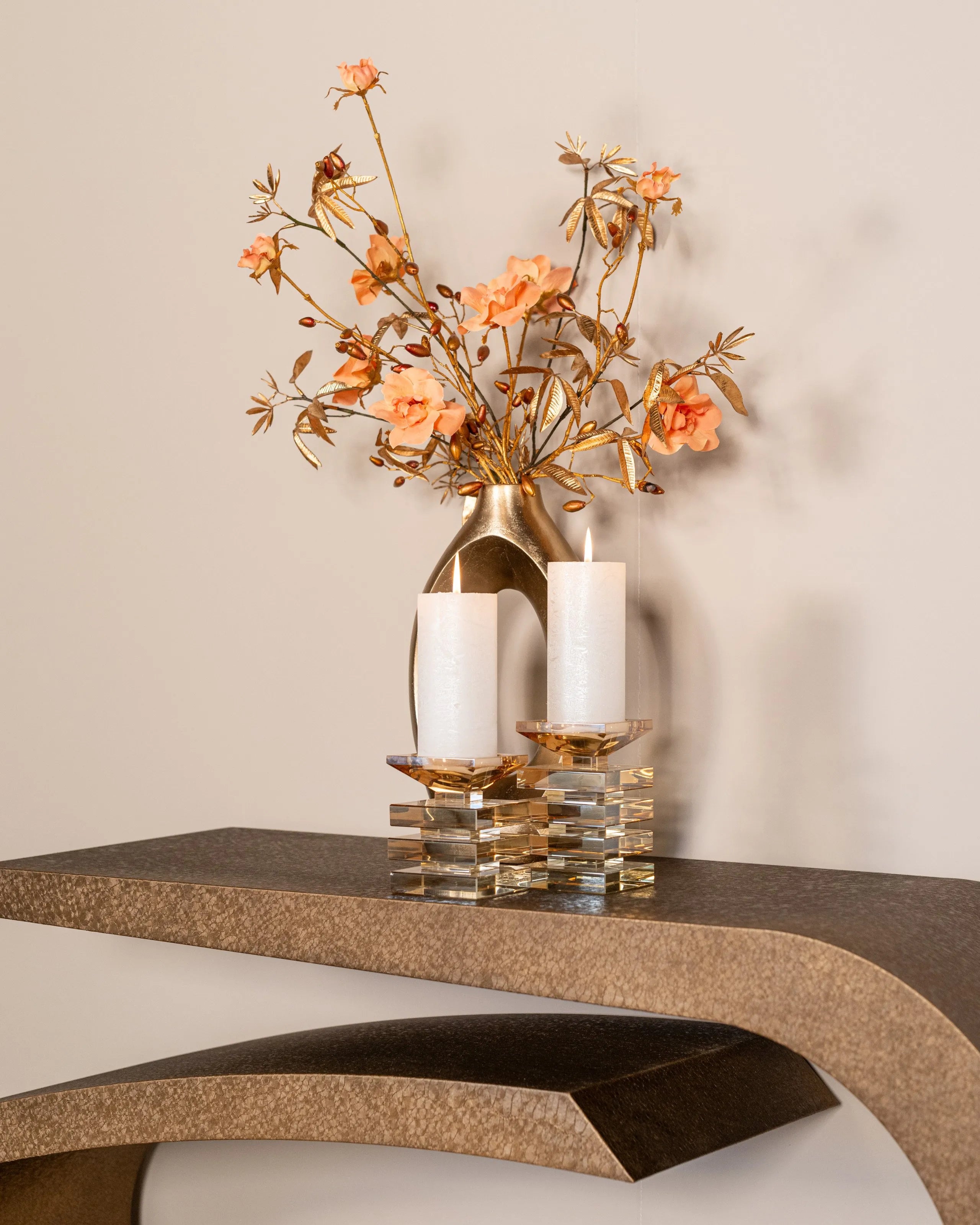Richmond Interiors Alhambra Brushed Gold Console Table