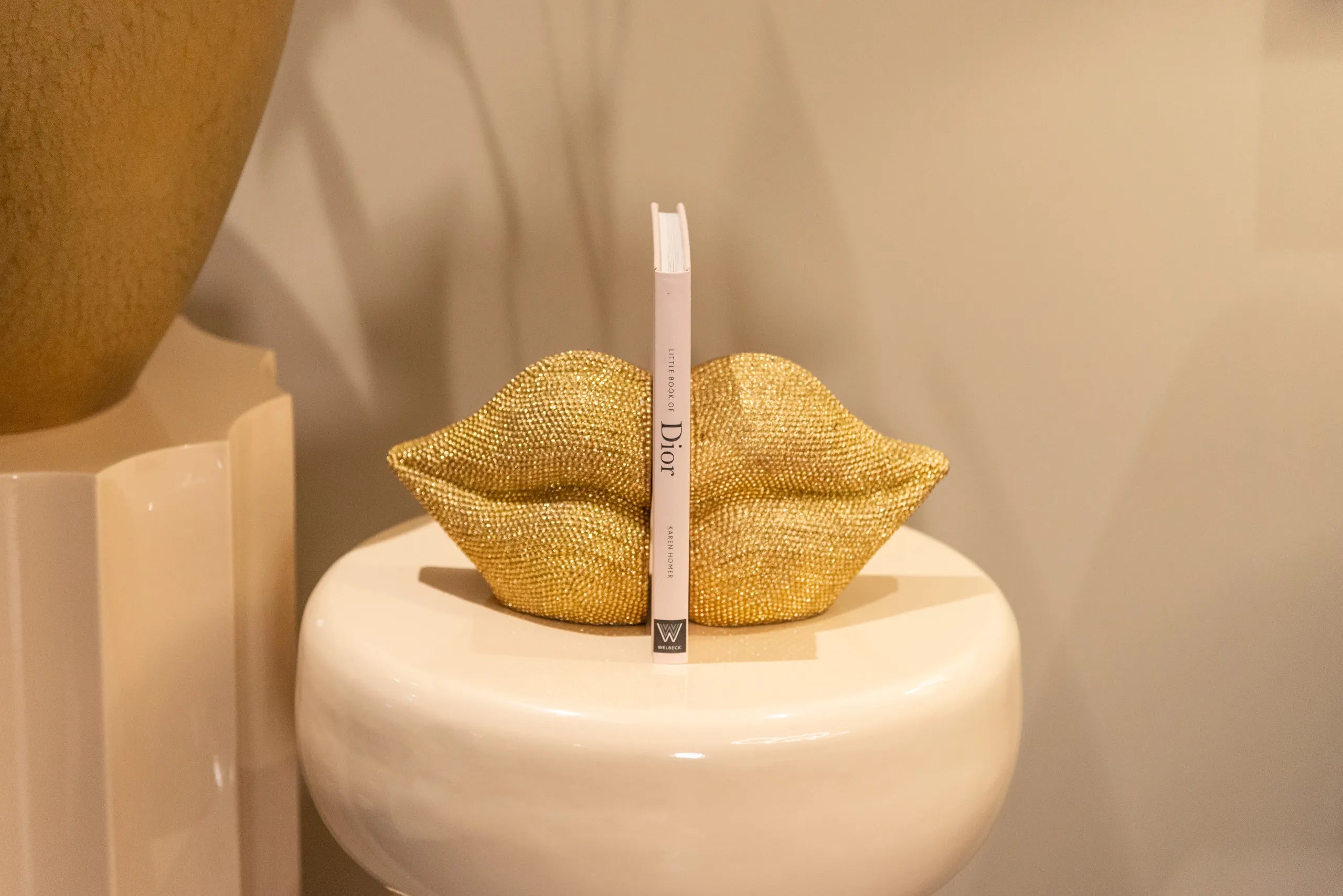 Richmond Interiors Kissing Lips Gold Book Stand