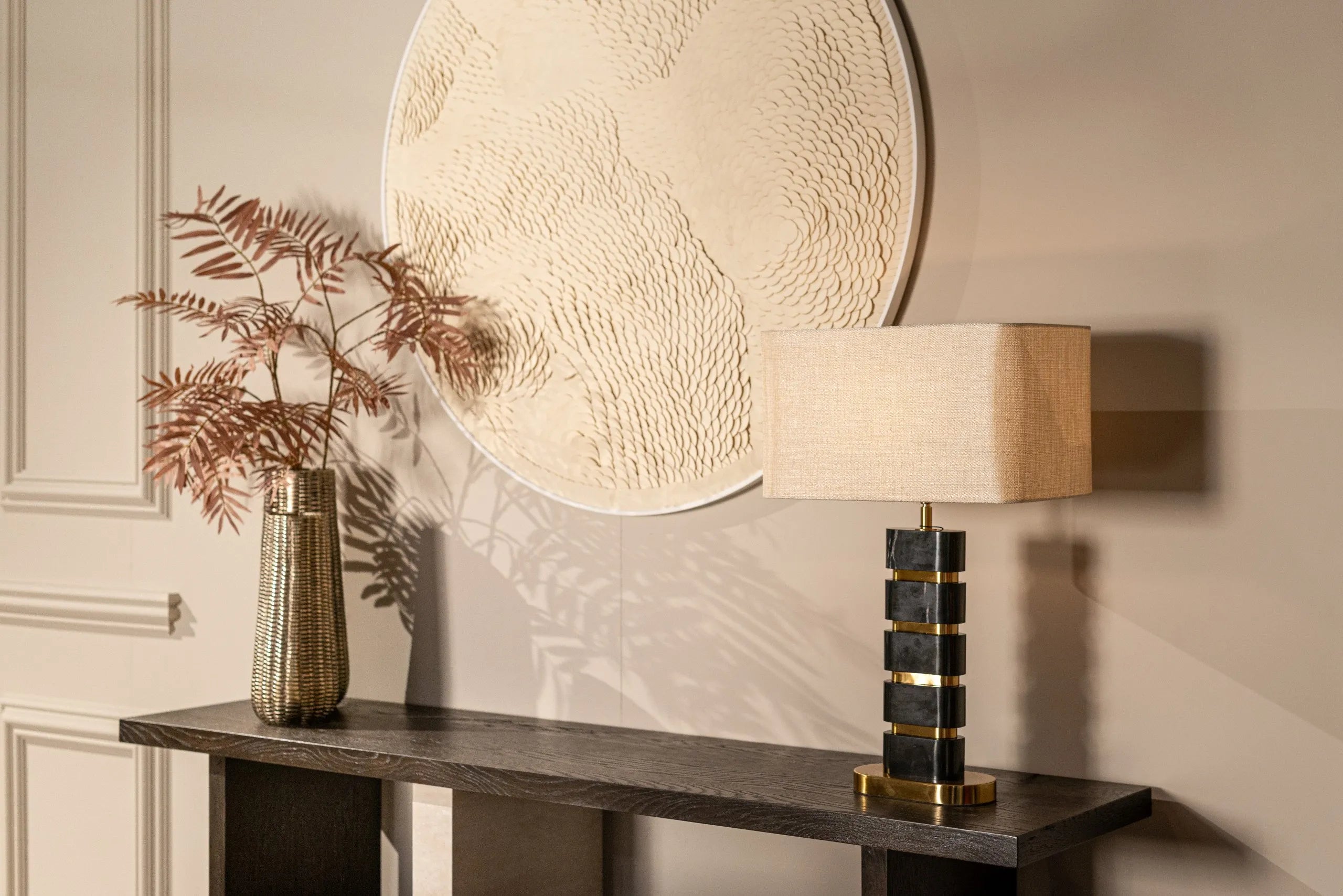 Richmond Interiors Lenore Black Marble & Gold Table Lamp