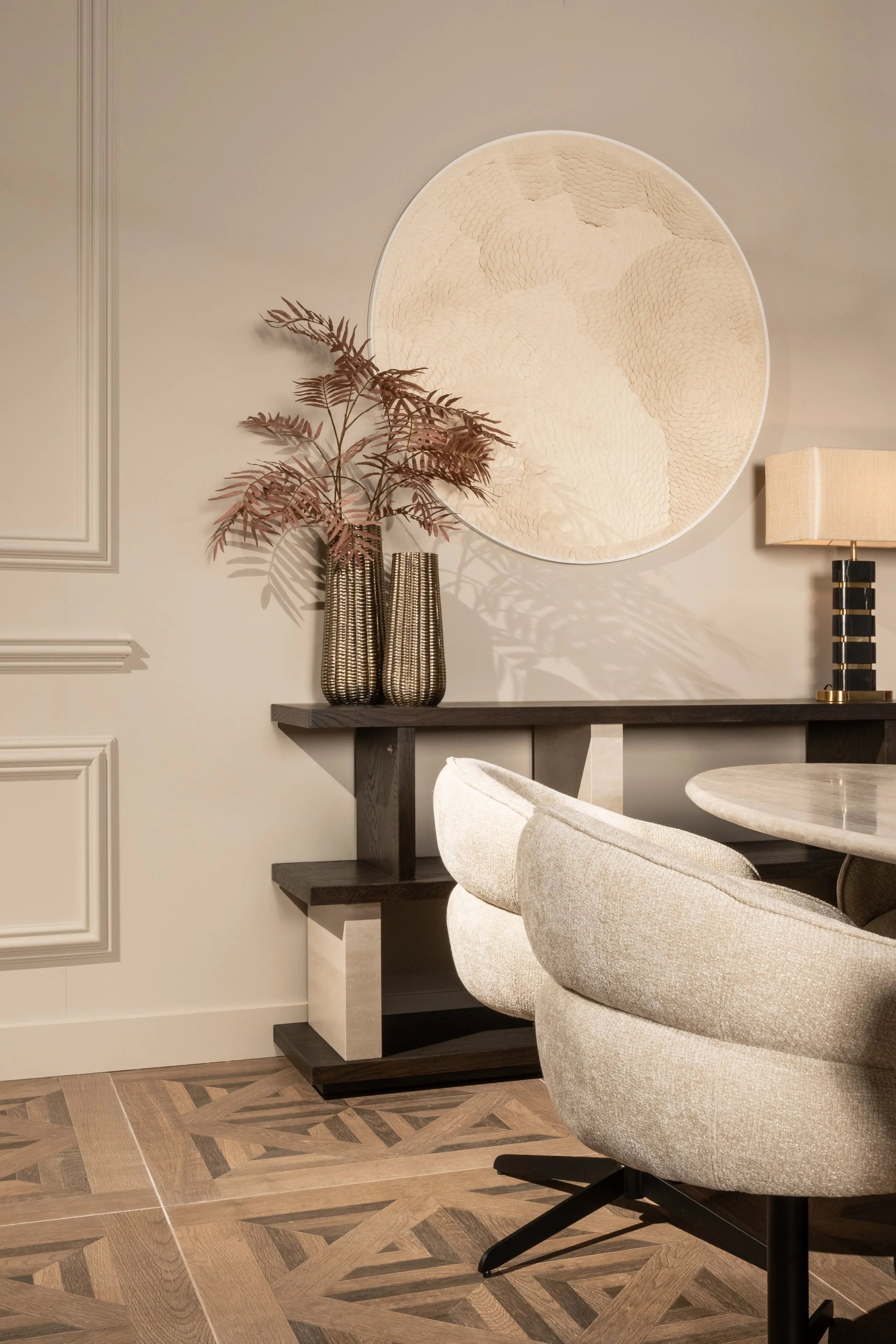 Richmond Interiors Waldorf Brown Wood & Stone Console Table