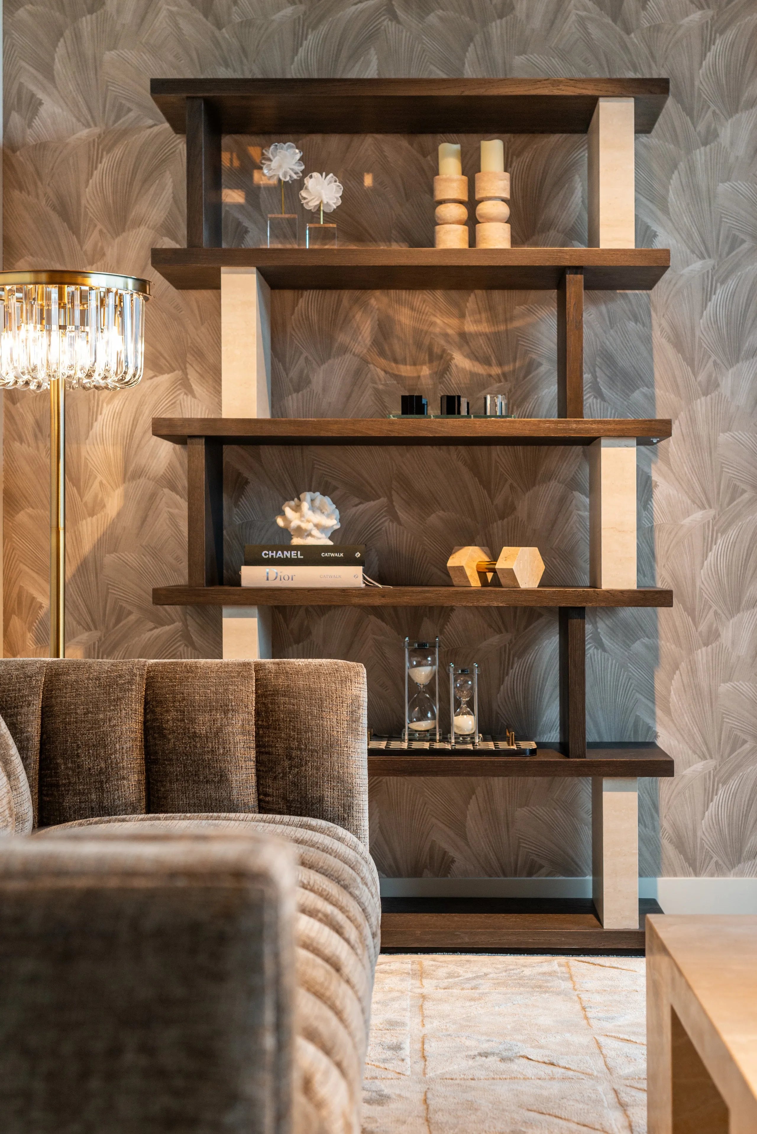 Richmond Interiors Waldorf Brown Oak Wood & Stone Display Unit