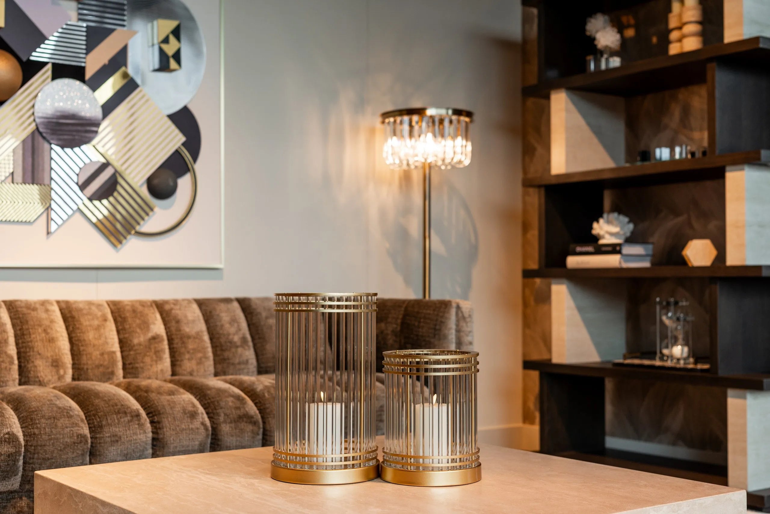 Richmond Interiors Waldorf Brown Oak Wood & Stone Display Unit