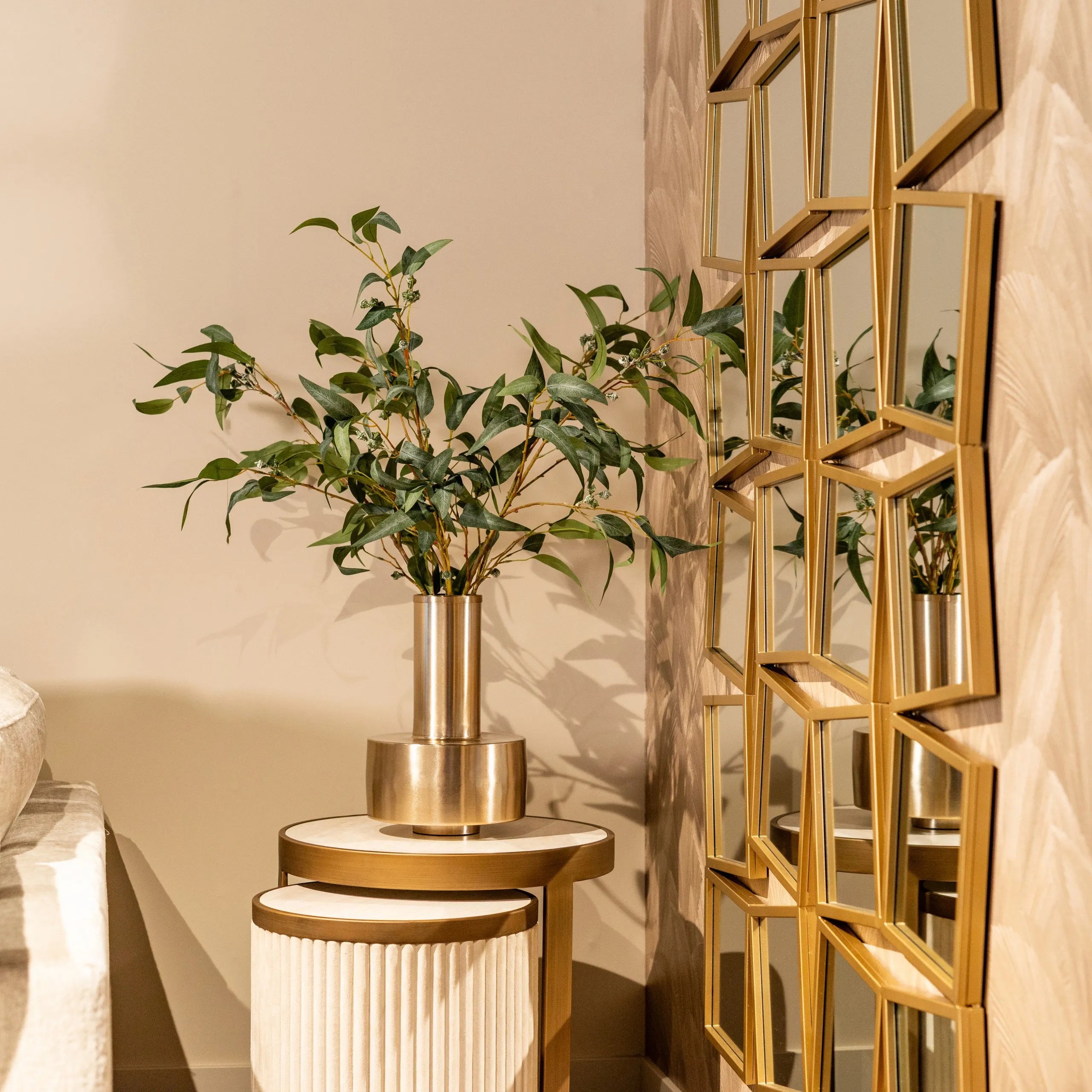 Richmond Interiors Badia Gold Stacked Cube Rectangle Wall Mirror