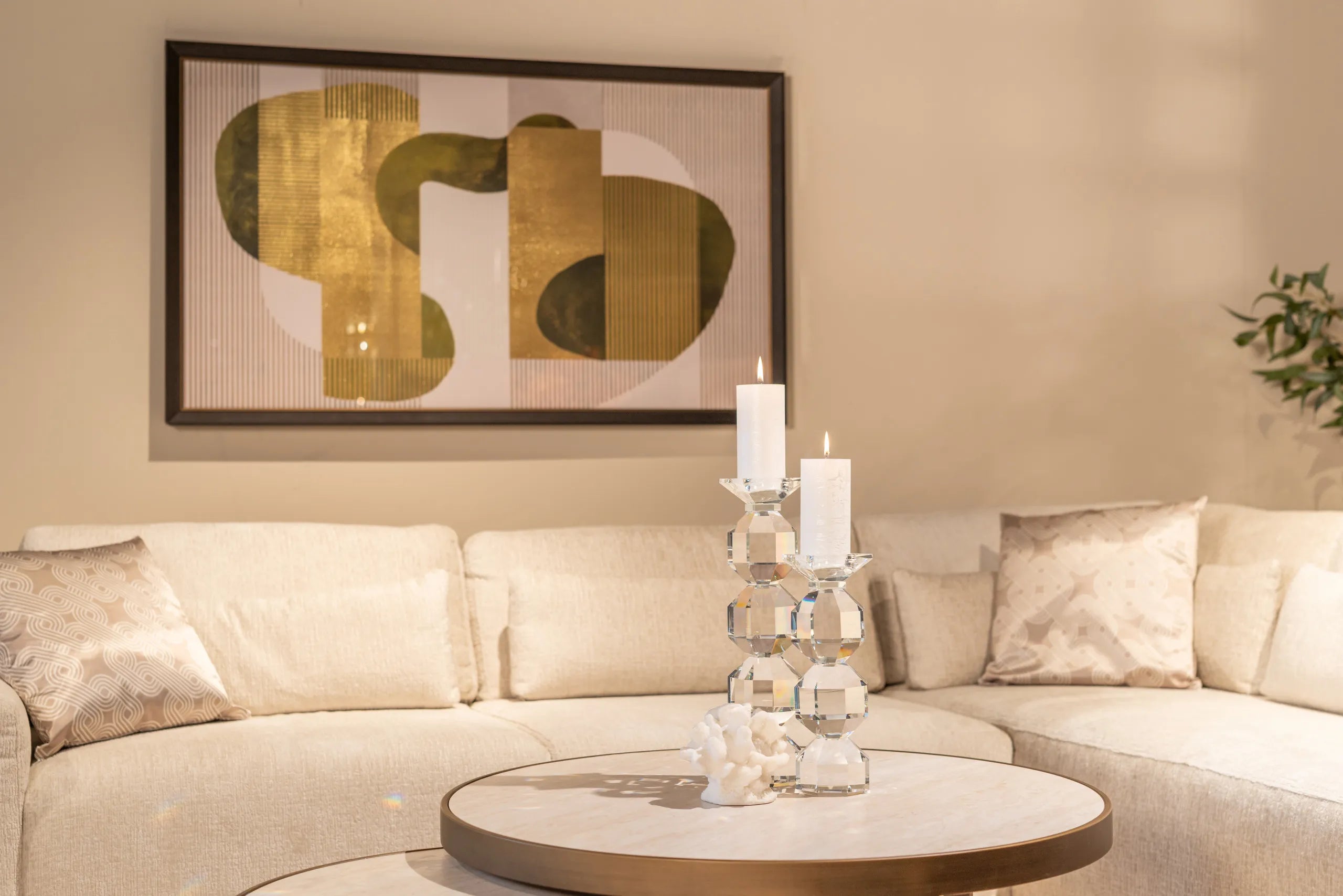 Set of 2 Richmond Interiors Tivoli Gold & White Marble Coffee Table Nest