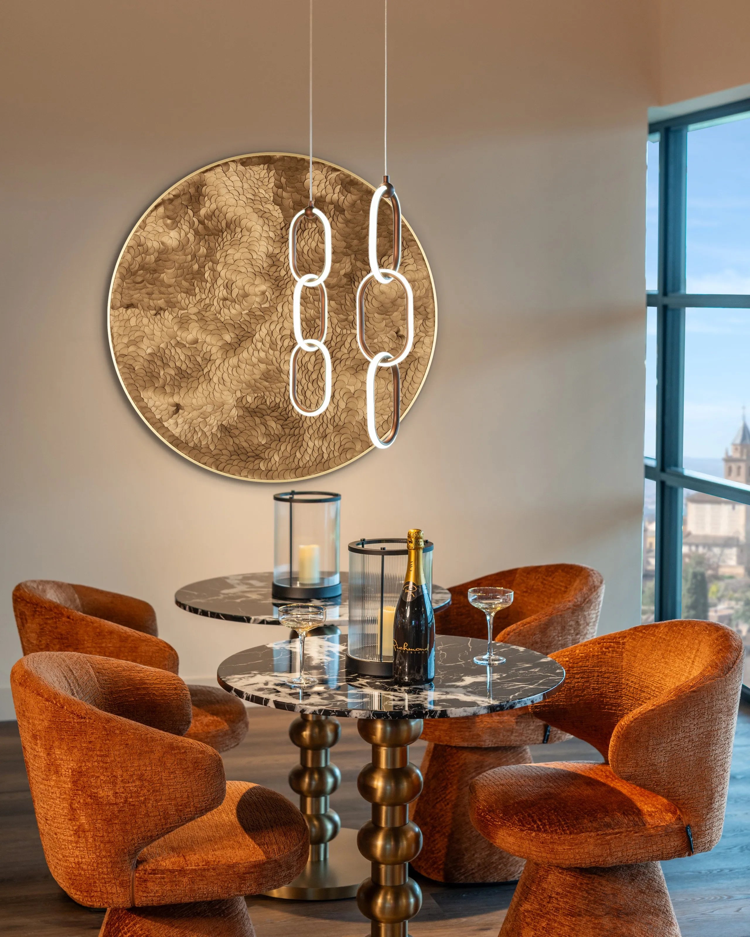 Richmond Interiors Witlox Black Marble & Gold Round Bistro Table