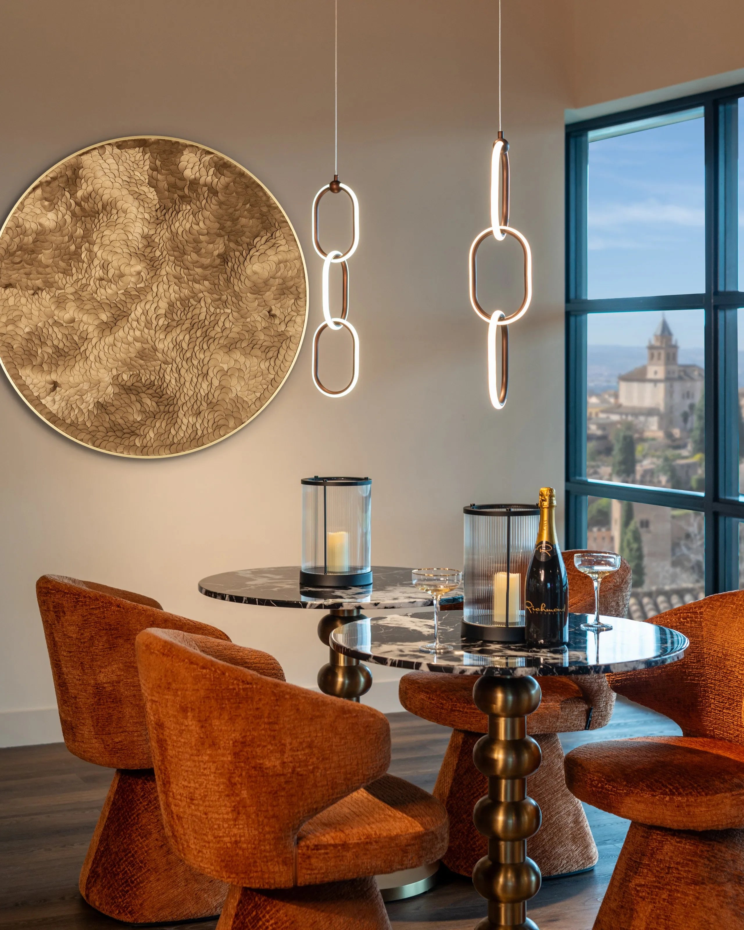 Richmond Interiors Witlox Black Marble & Gold Round Bistro Table