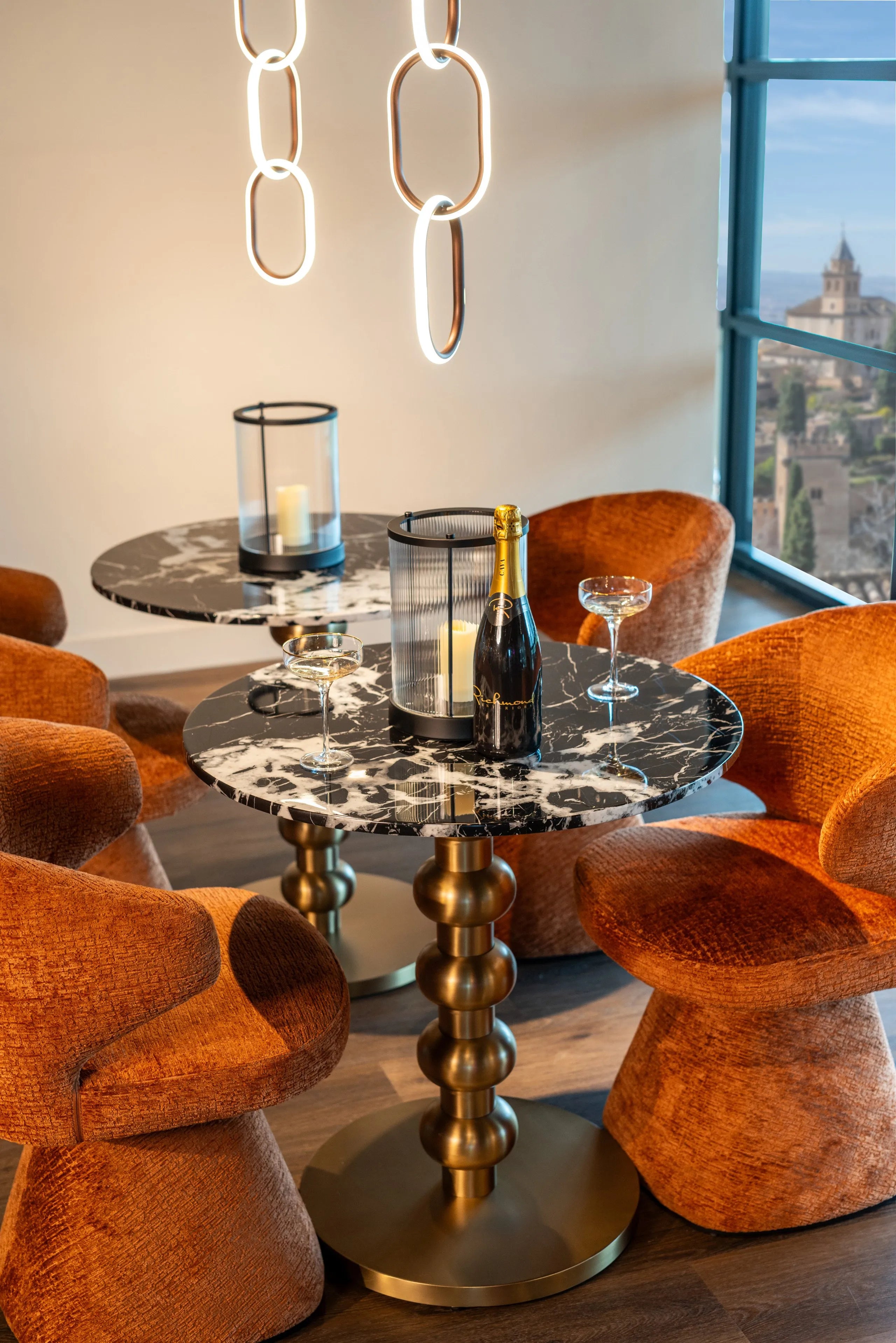 Richmond Interiors Witlox Black Marble & Gold Round Bistro Table