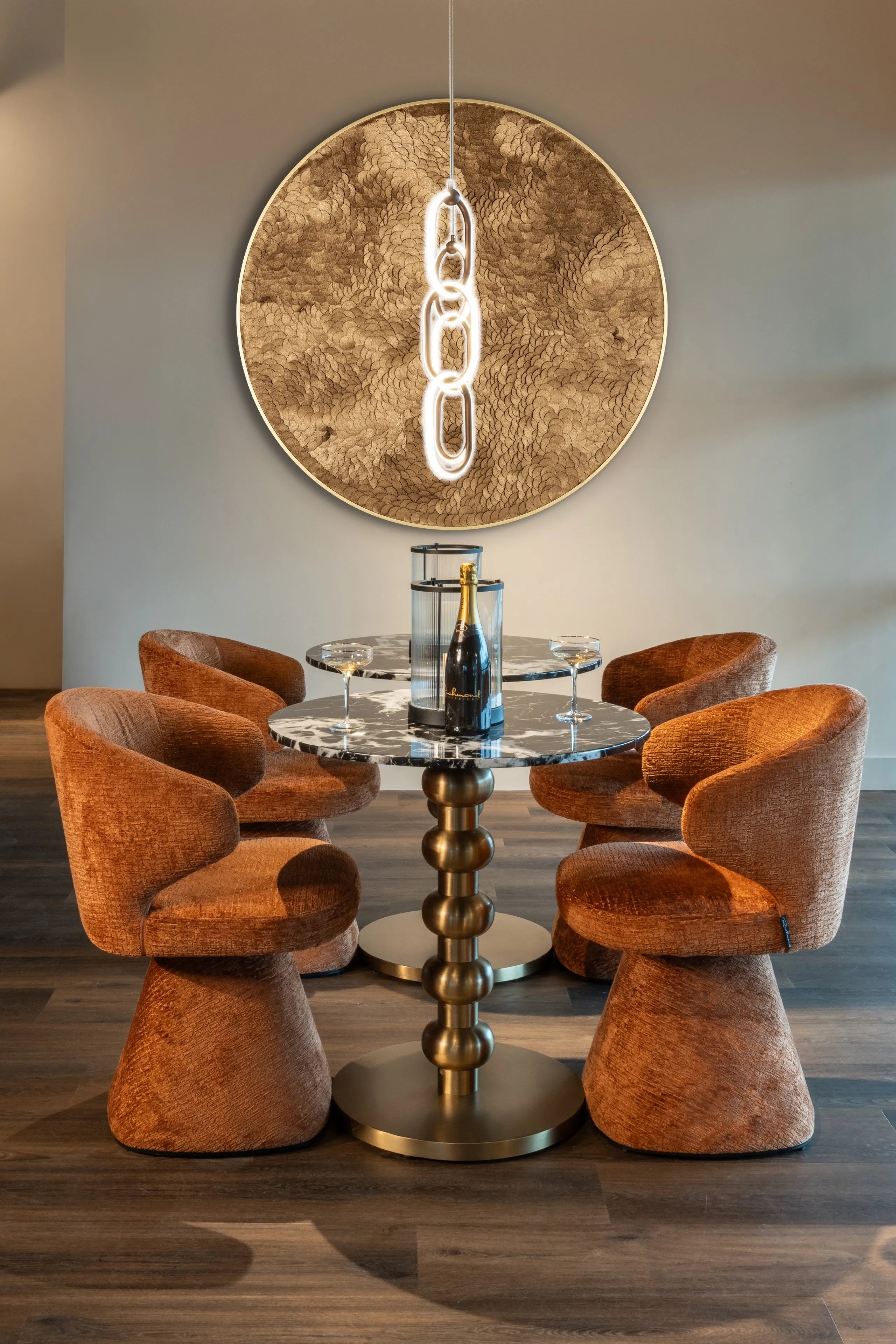 Richmond Interiors Witlox Black Marble & Gold Round Bistro Table
