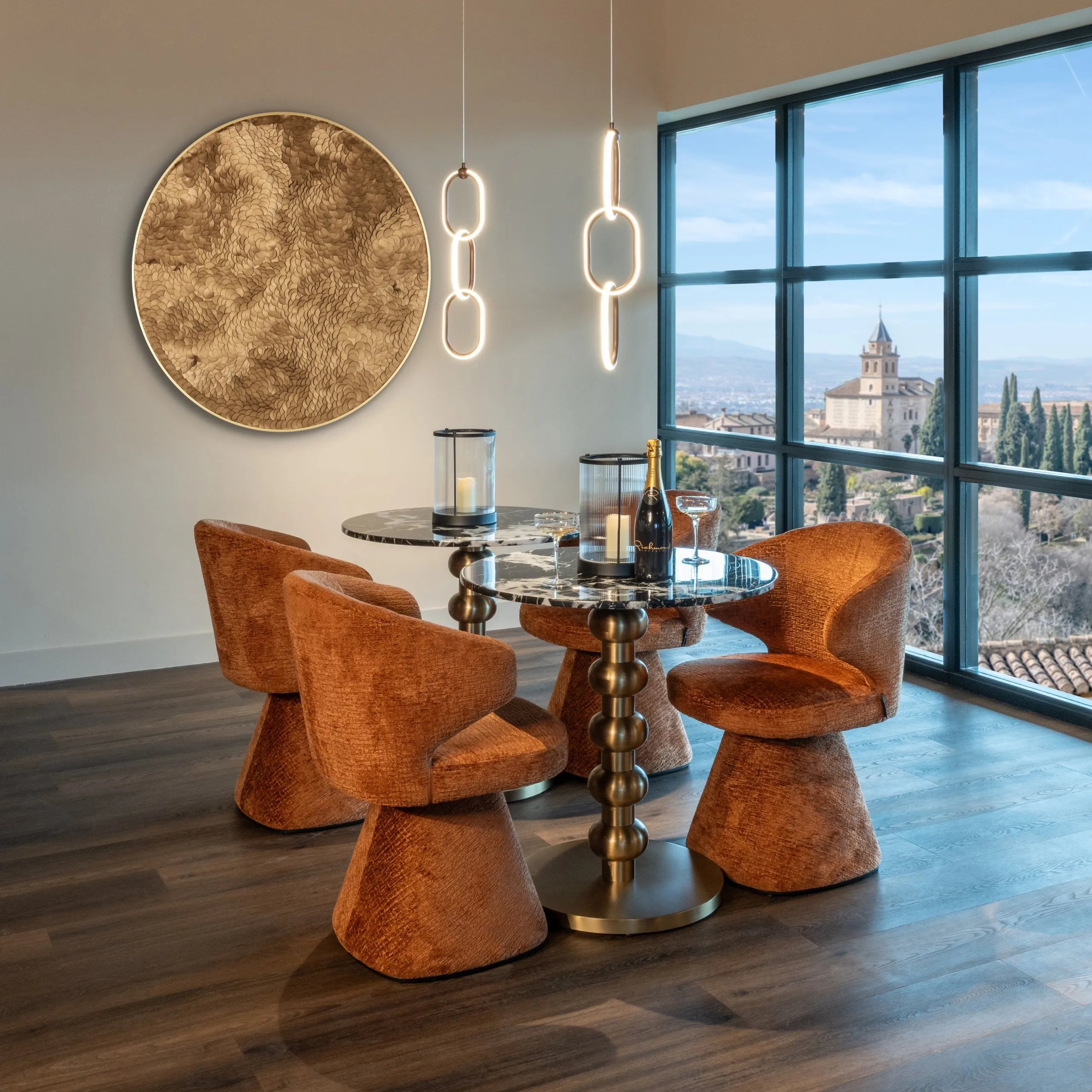 Richmond Interiors Witlox Black Marble & Gold Round Bistro Table