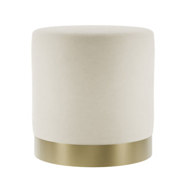 Lara Cream Velvet & Brushed Gold Pouffe | Small