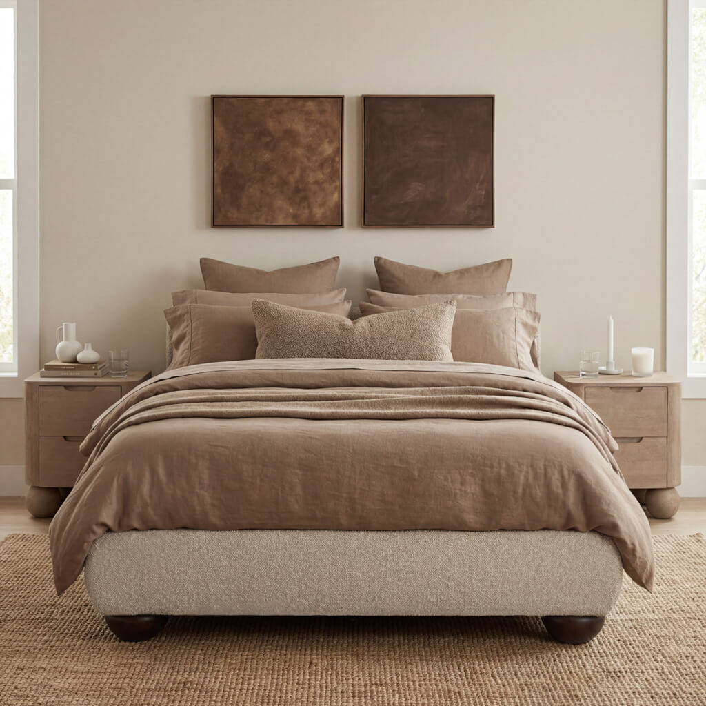 Soller Porridge Beige Tweed Double Bed
