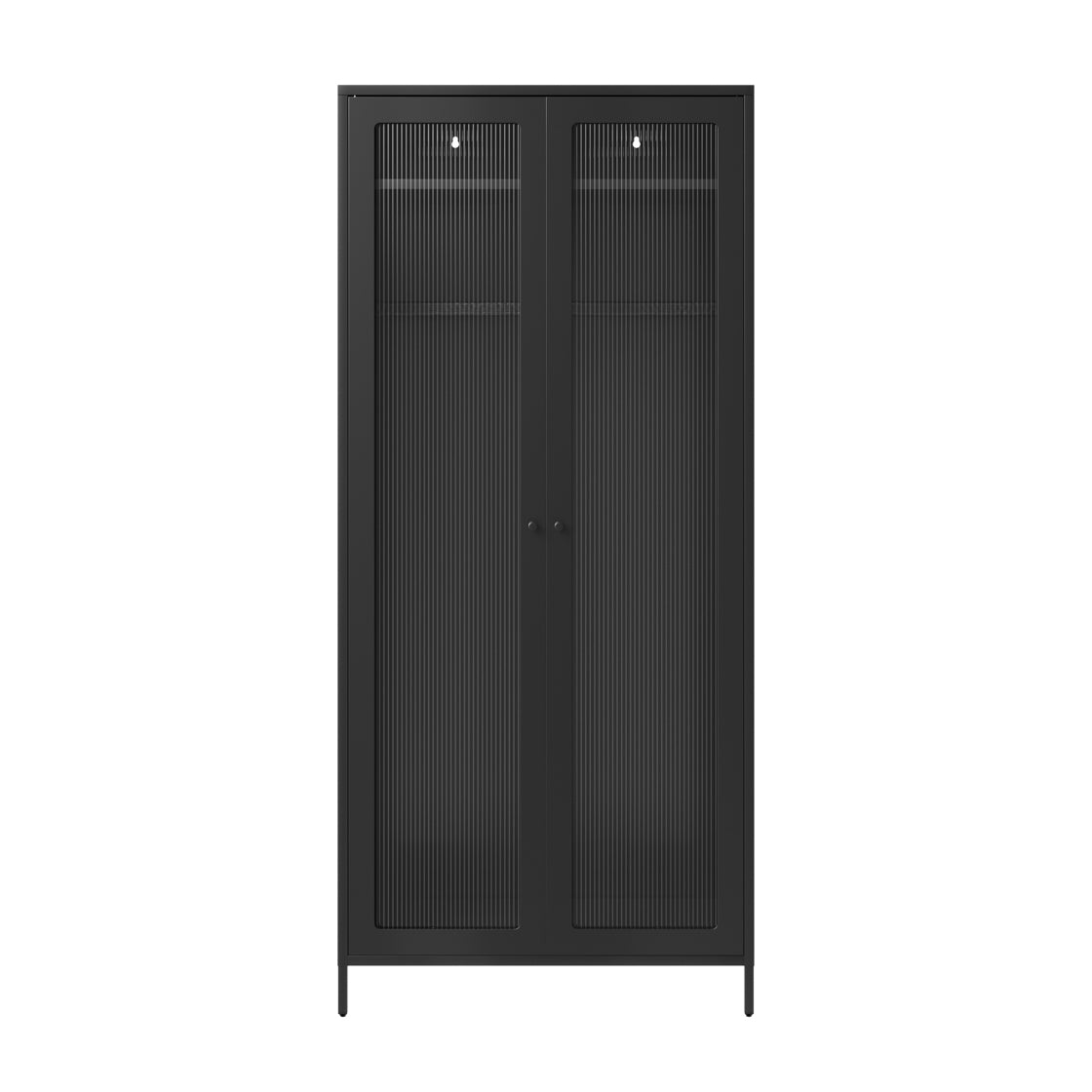 Storm Black Steel & Ribbed Glass Double Wardrobe