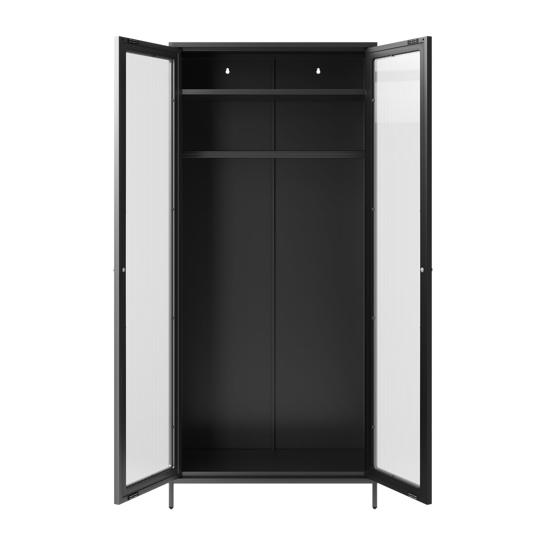 Storm Black Steel & Ribbed Glass Double Wardrobe