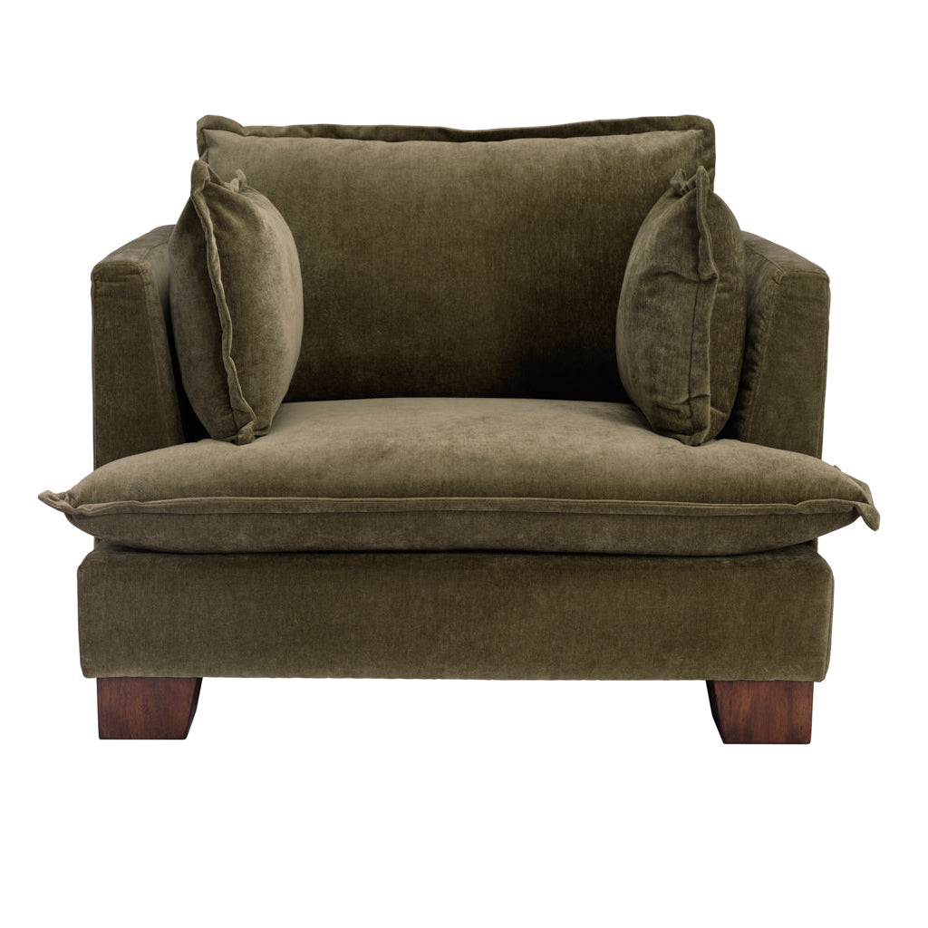 Suffolk Olive Green Chenille Armchair