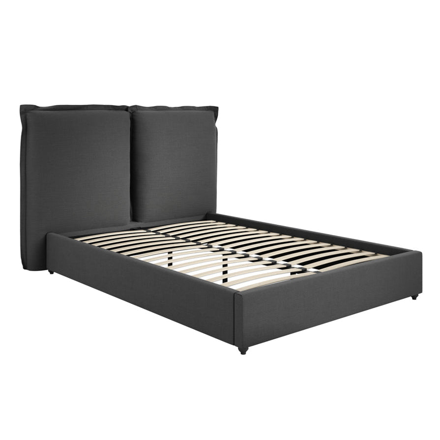 Sunday Deep Grey Linen King Size Bed
