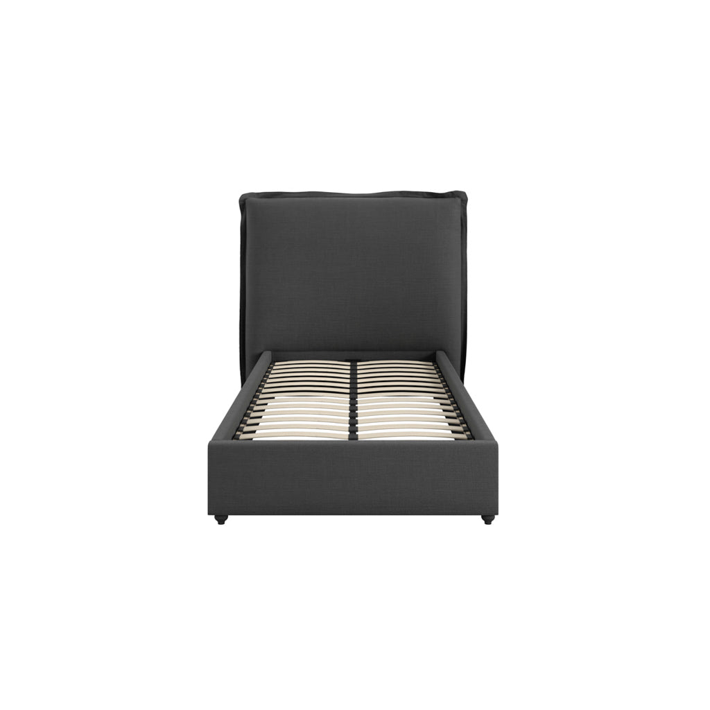Sunday Deep Grey Linen Single Bed