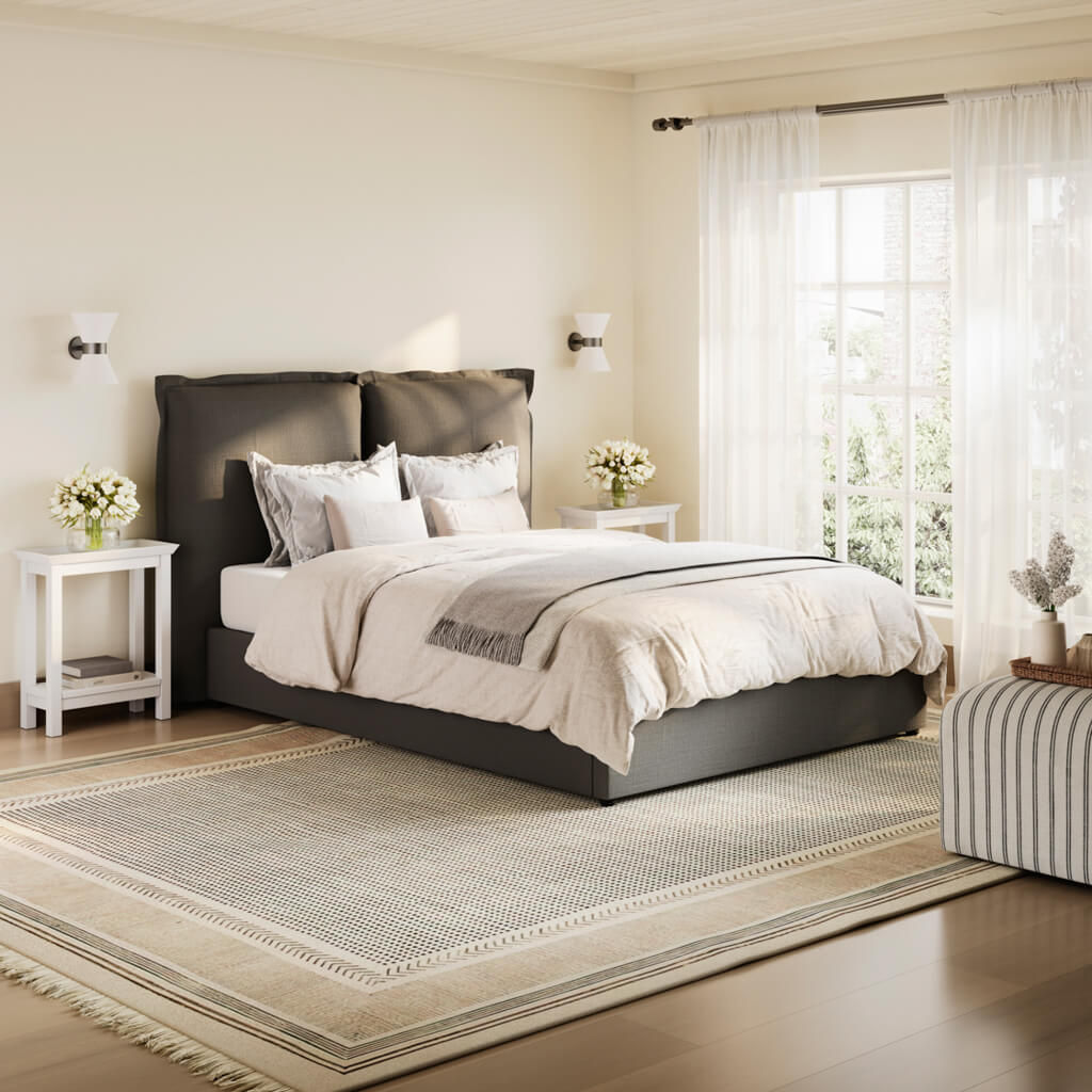 Sunday Deep Grey Linen Super King Size Bed