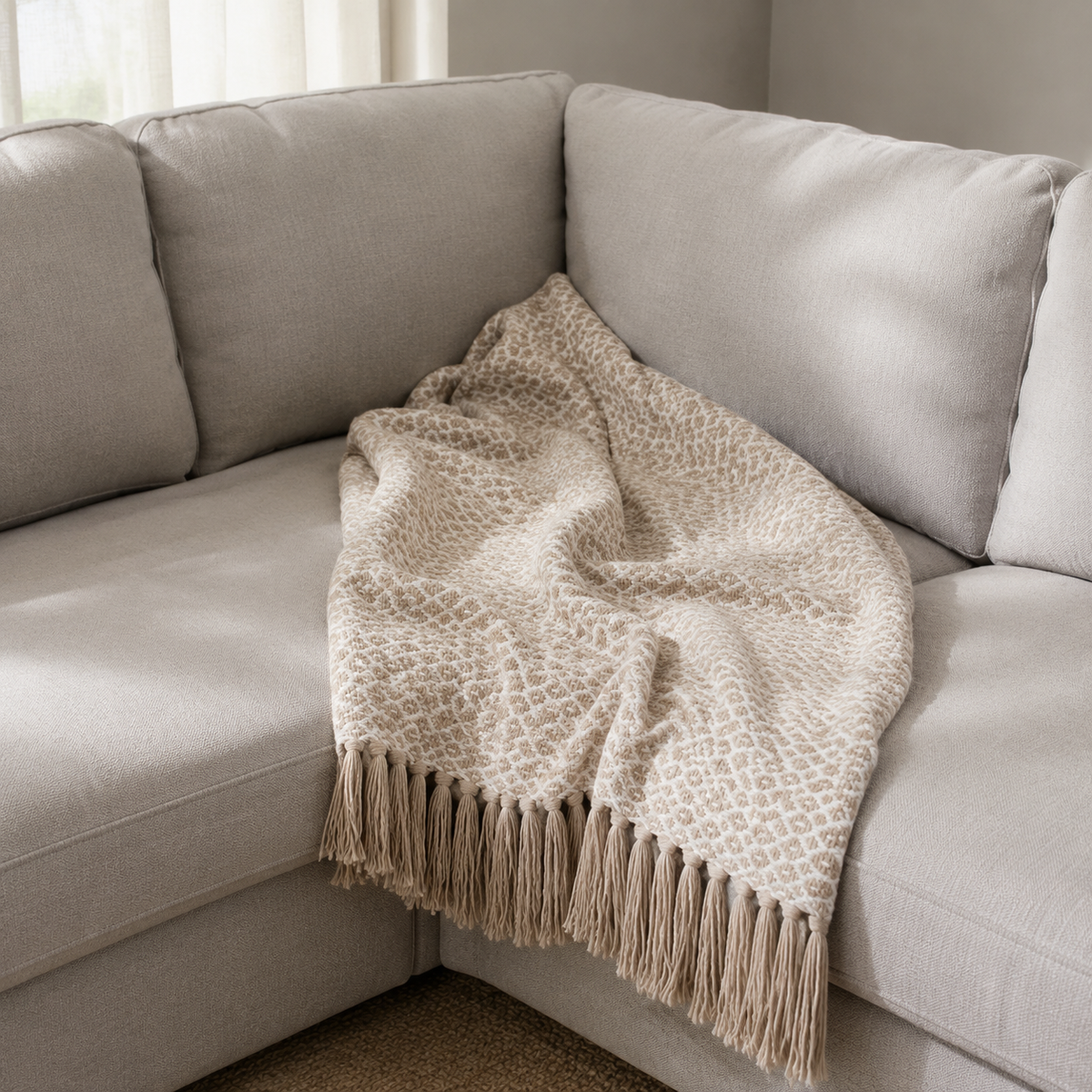 Malini Ansel Natural Cotton Throw 130x180 realistic lifestyle image