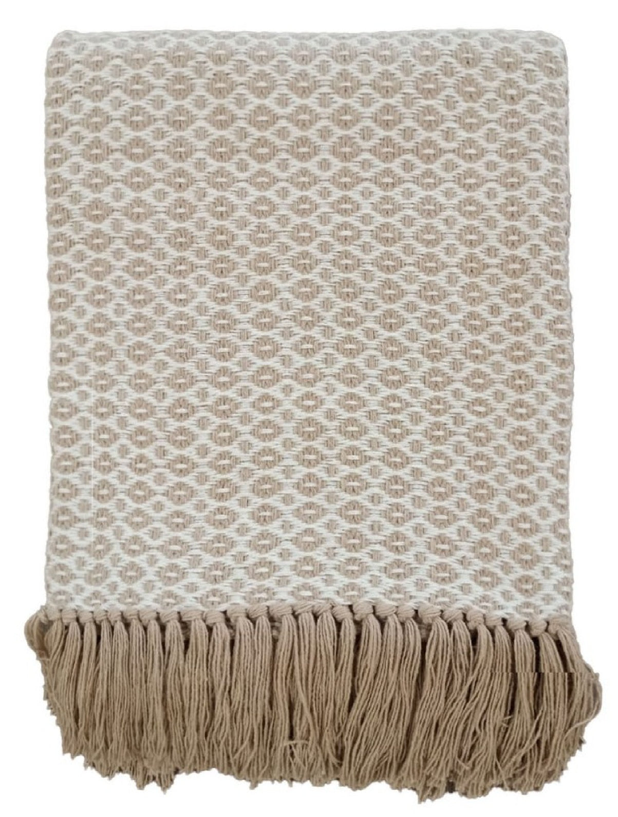 COTTON DIAMOND WEAVE THROW NATURAL 130X180