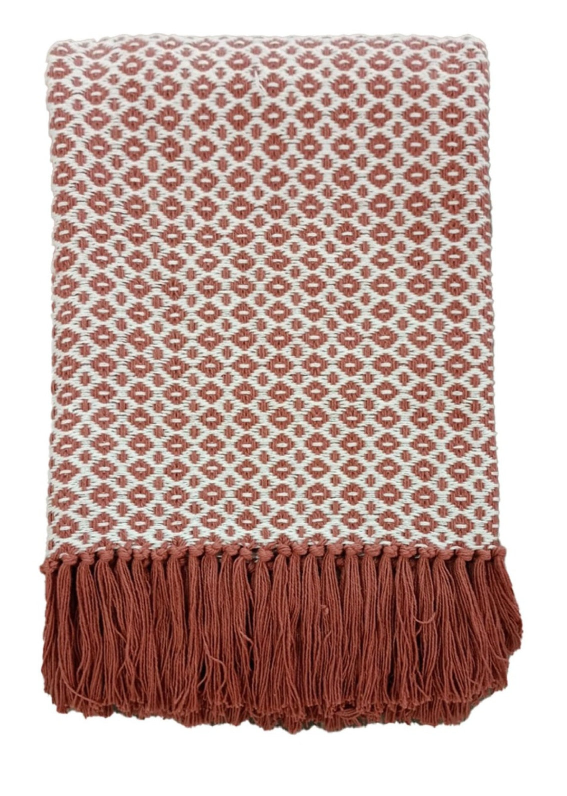 COTTON DIAMOND WEAVE THROWPINK 130X180