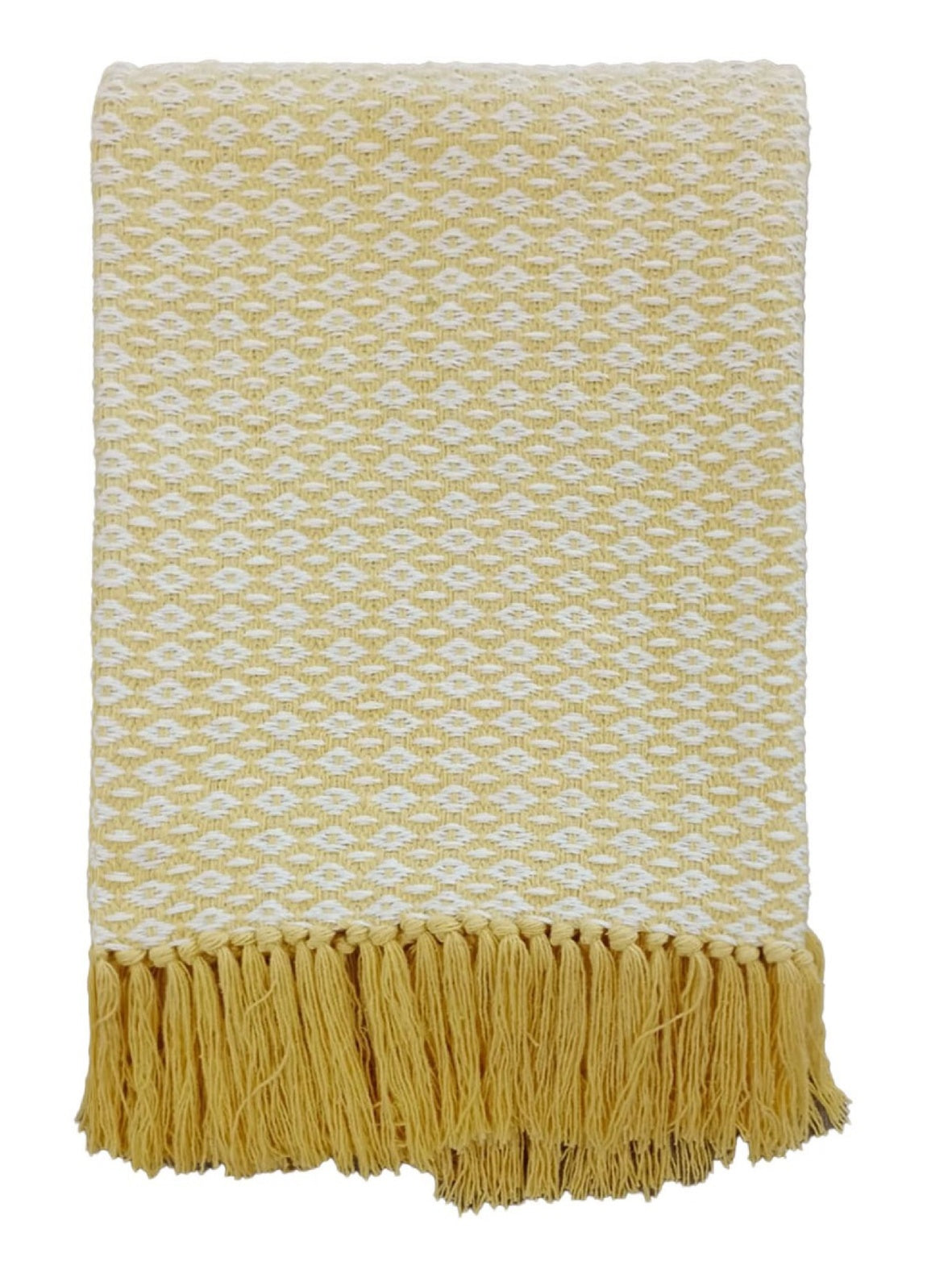 COTTON DIAMOND WEAVE THROW BUTTERCUP130X180