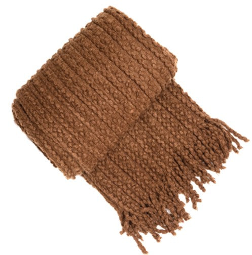 Malini Brixton Chocolate Brown Barley Twist with Tassels Throw
