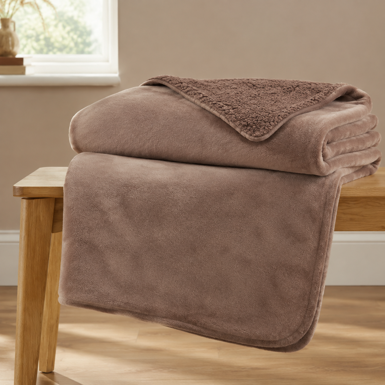 Malini Cosy Softest Fleece Coffee Brown Throw realistic lifestyle image