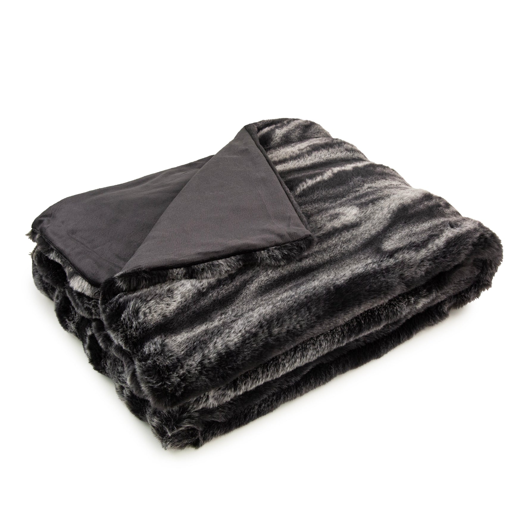 Malini Dalston Charcoal Stripe Faux Fur Throw