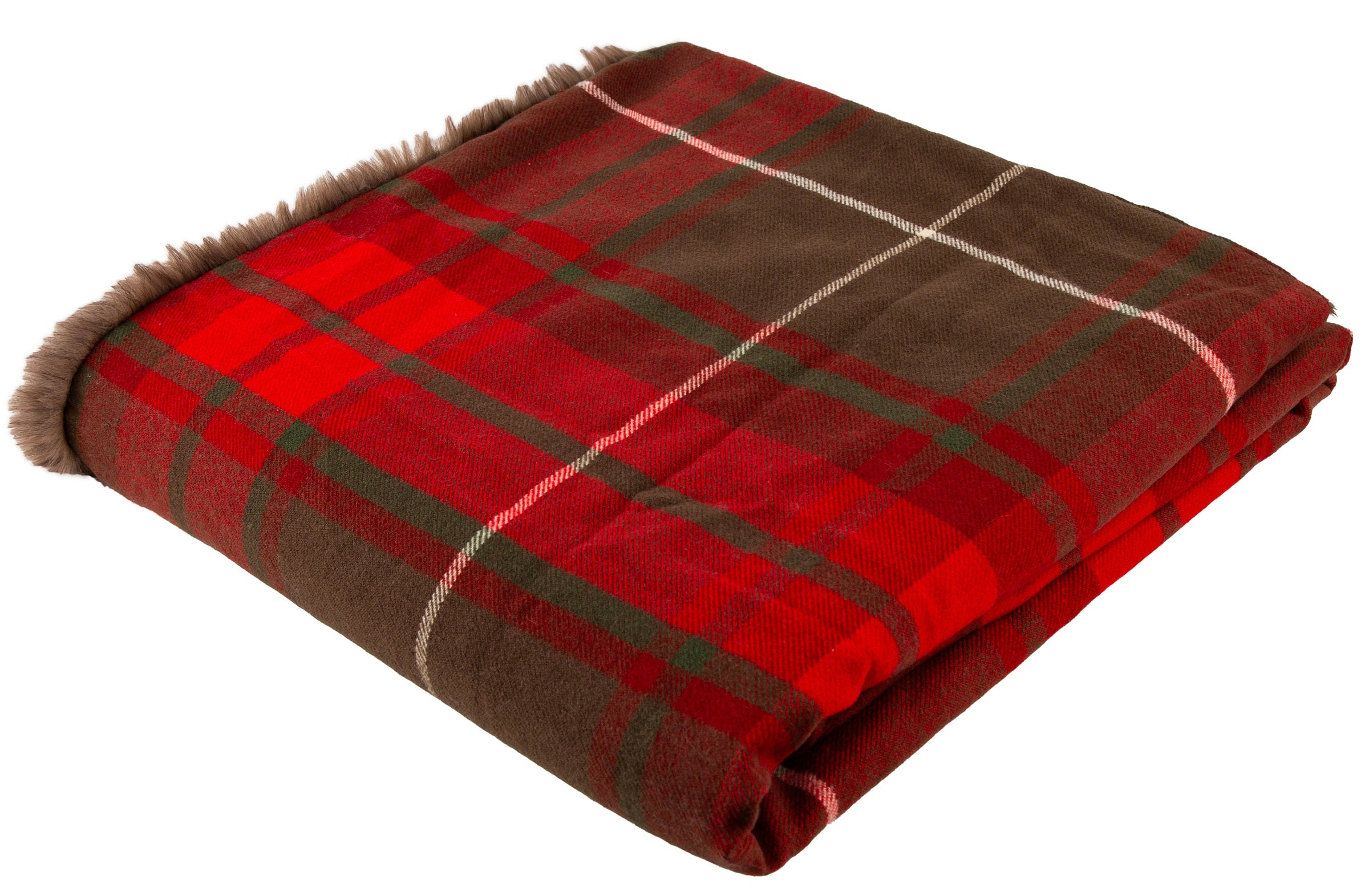 PM RED PLAID WITH FAUX FUR REV 130 X 170