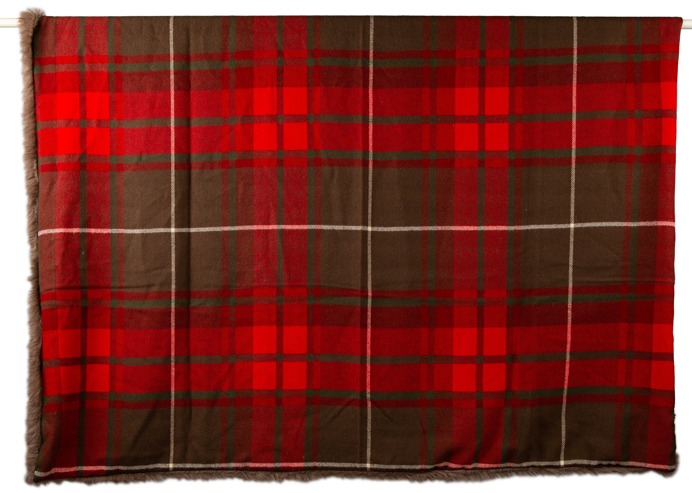 PM RED PLAID WITH FAUX FUR REV 130 X 170