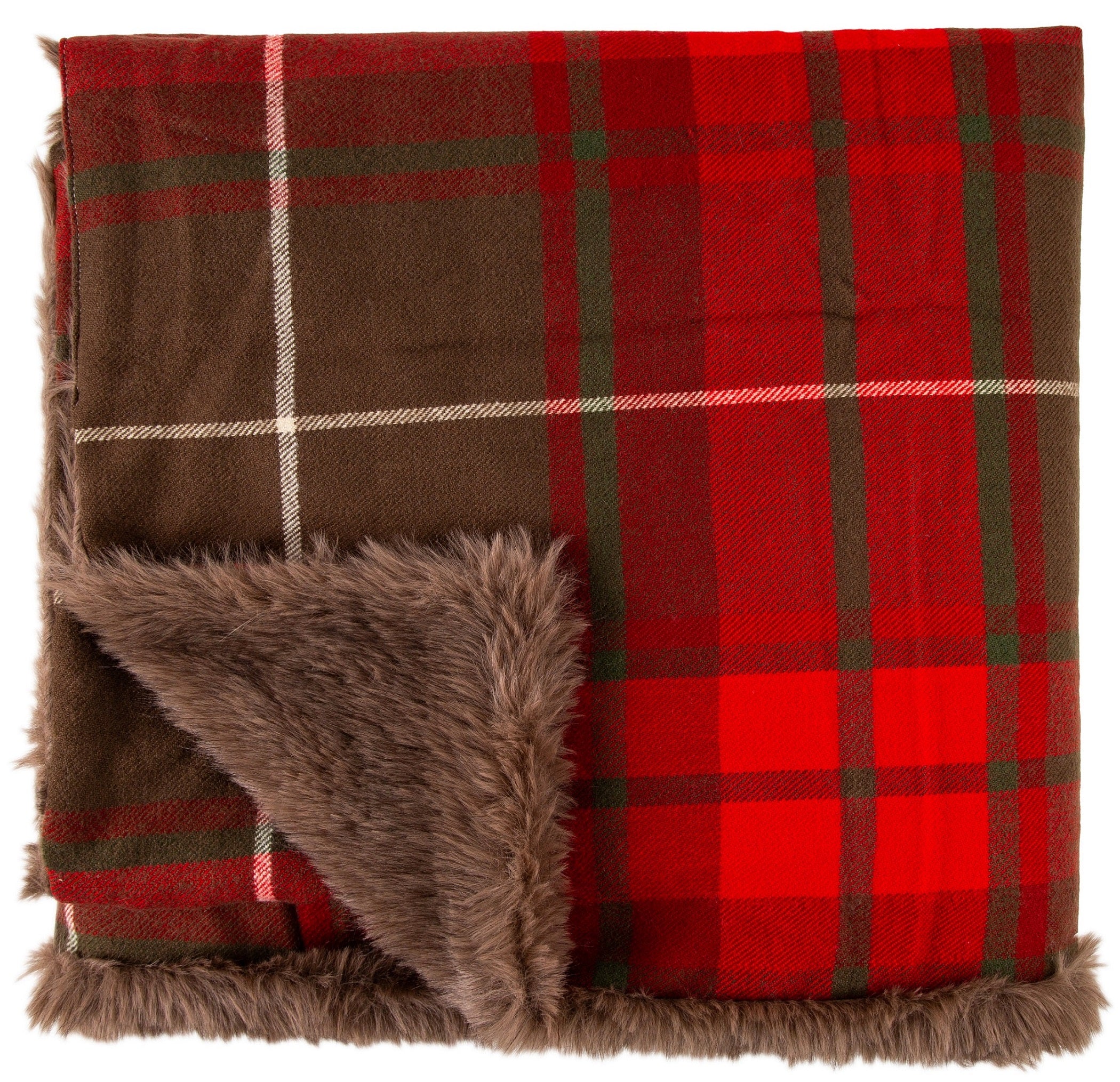 PM RED PLAID WITH FAUX FUR REV 130 X 170