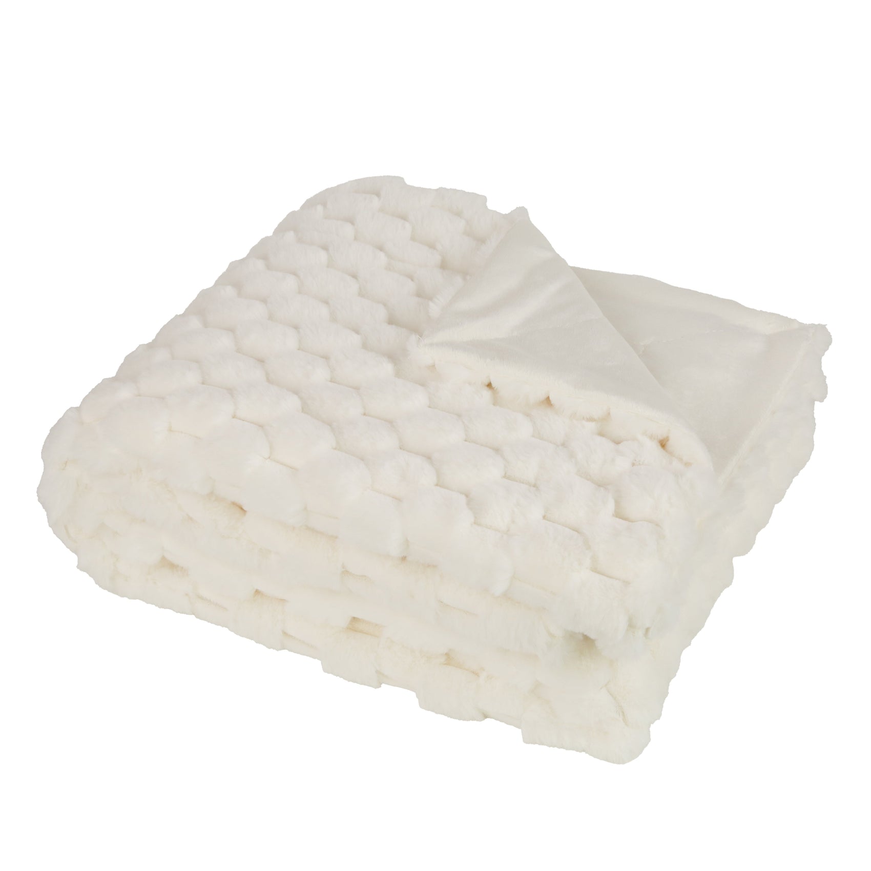 Malini Sculpted Faux Rabbit Ivory Throw