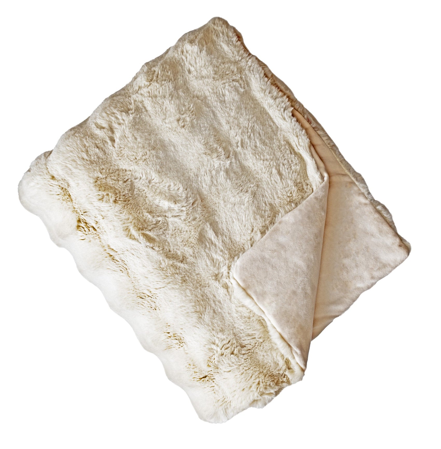 Malini Raffles Soft Square Textured In Faux Rabbit Natural Throw