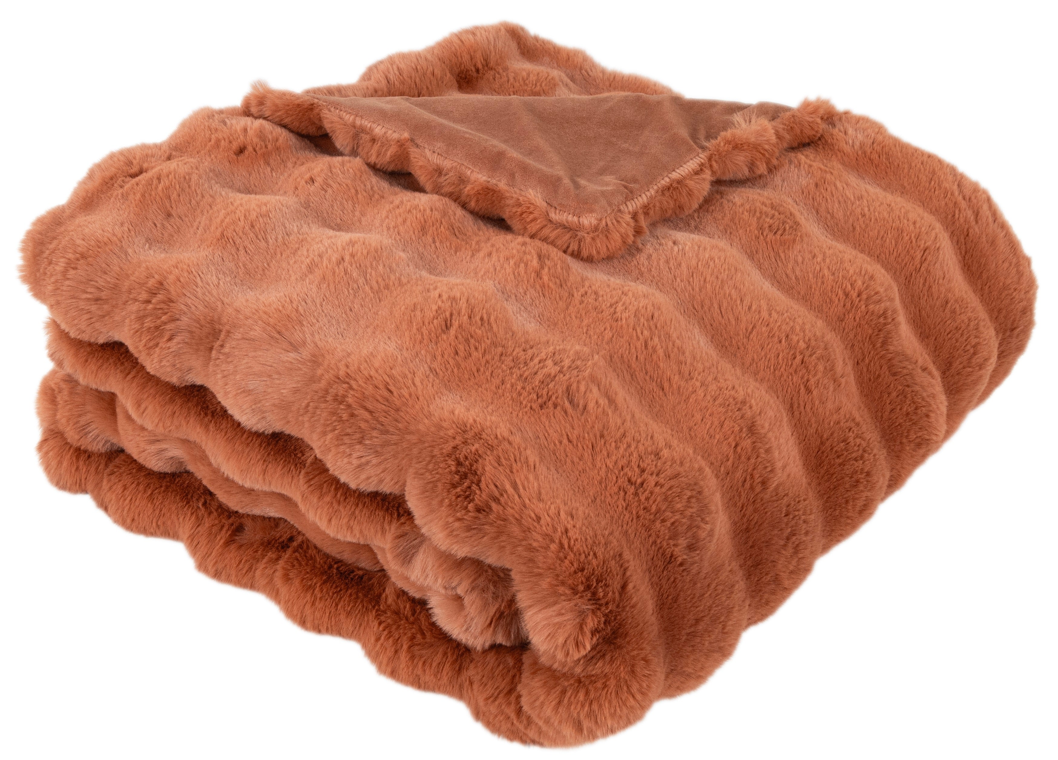 Malini Soft Bubble Thr In Faux Rabbit Orange Throw 150x200