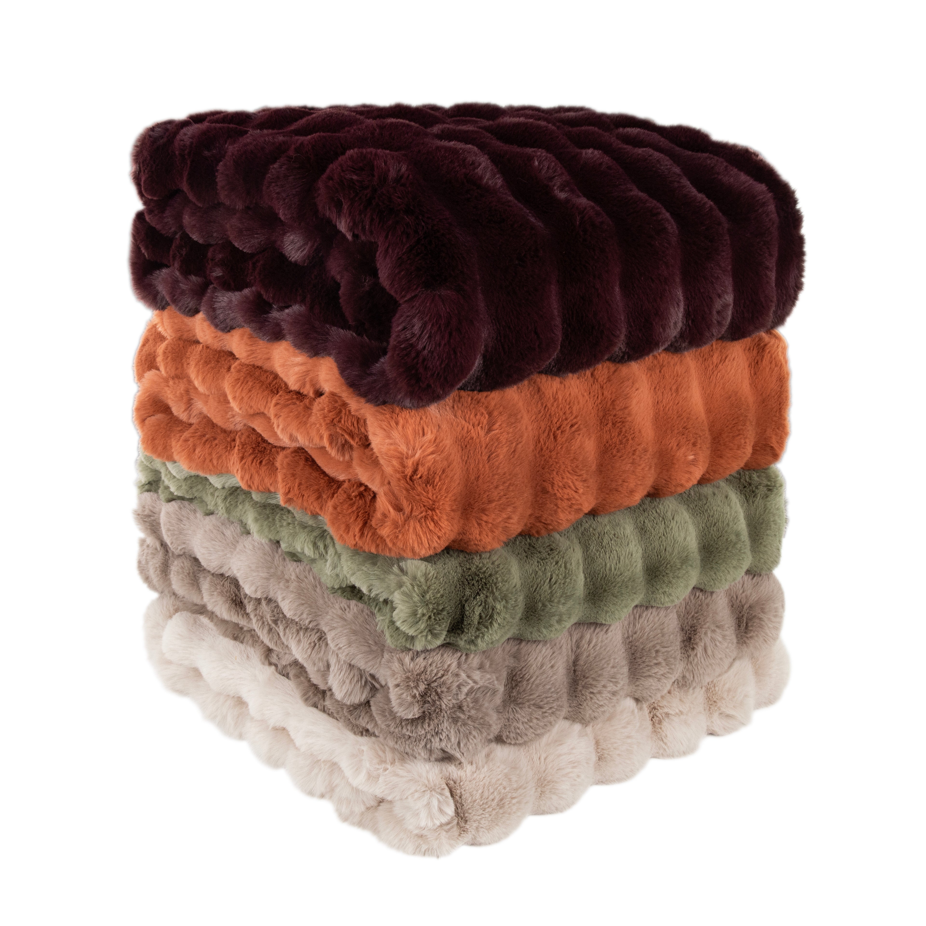 Malini Soft Bubble Thr In Faux Rabbit Orange Throw 150x200