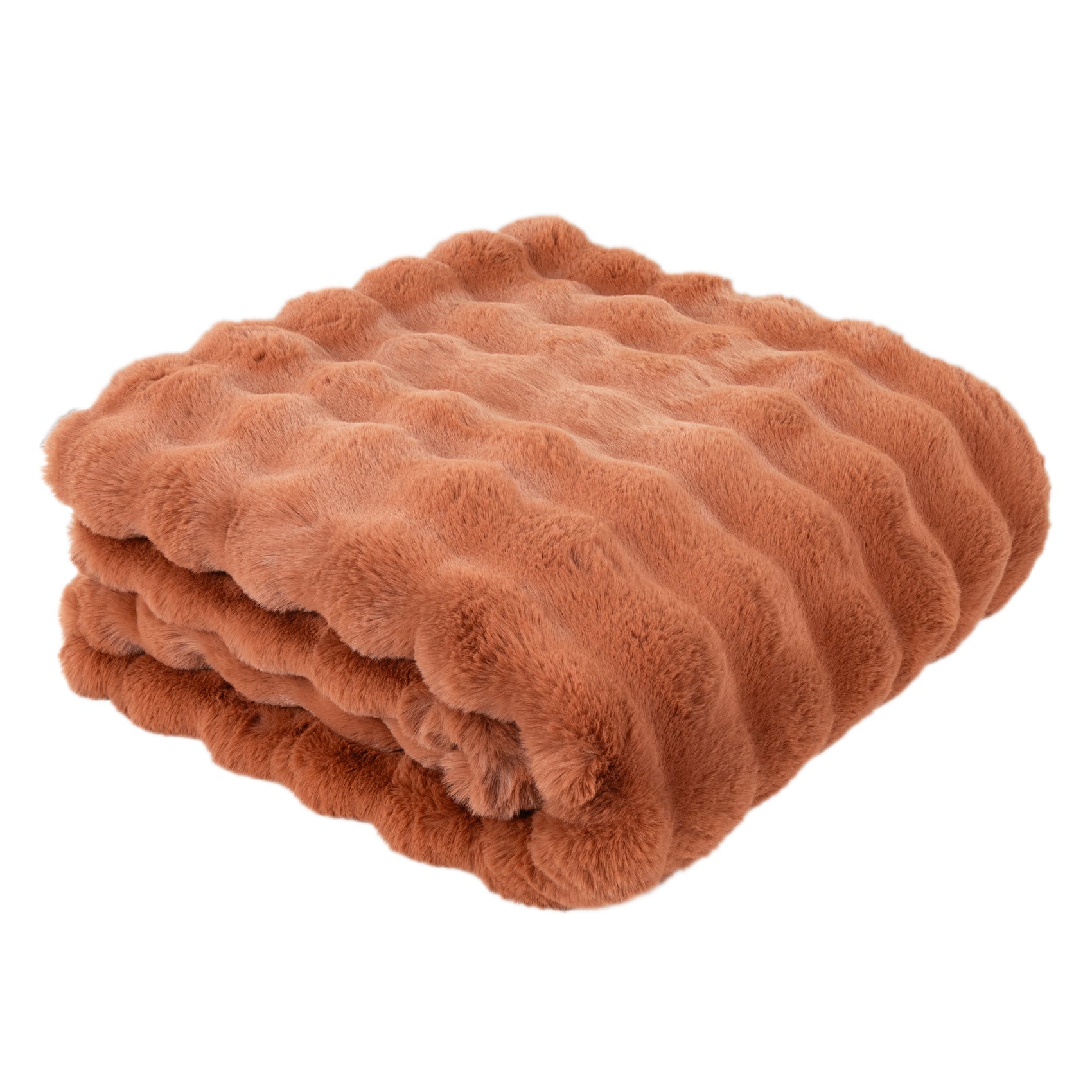 Malini Soft Bubble Thr In Faux Rabbit Orange Throw 150x200