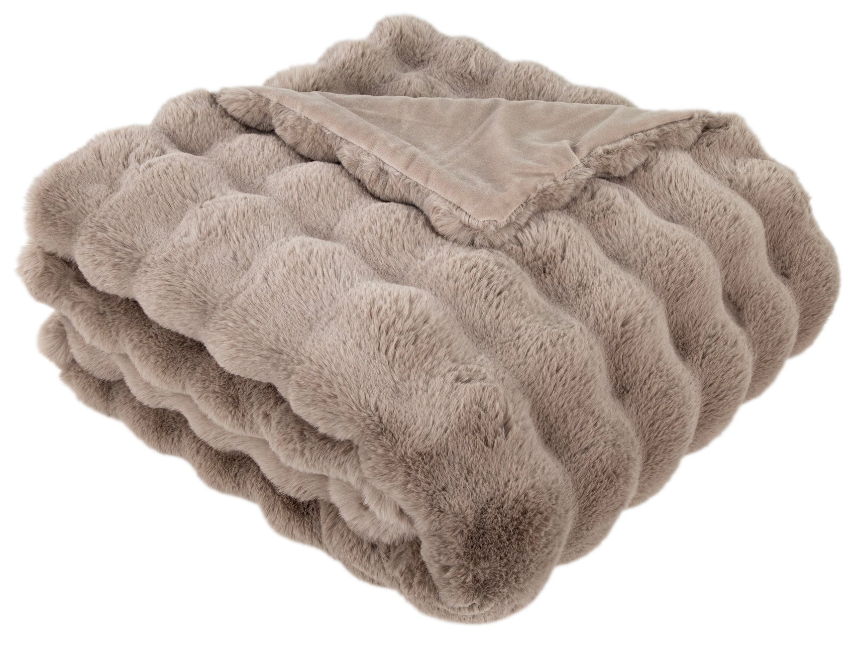 Malini Soft Bubble Thr In Faux Rabbit Taupe Throw 150x200
