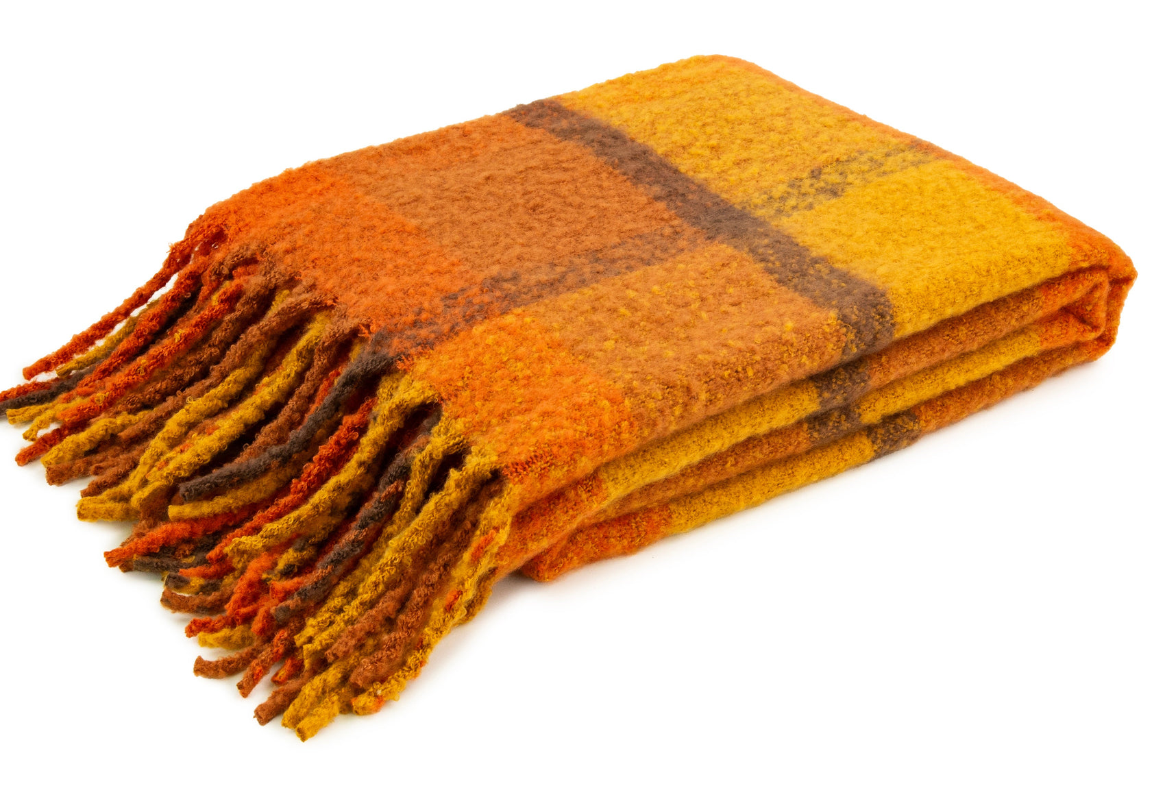 Malini Stanton Faux Mohair Rust Orangeic Plaid Throw