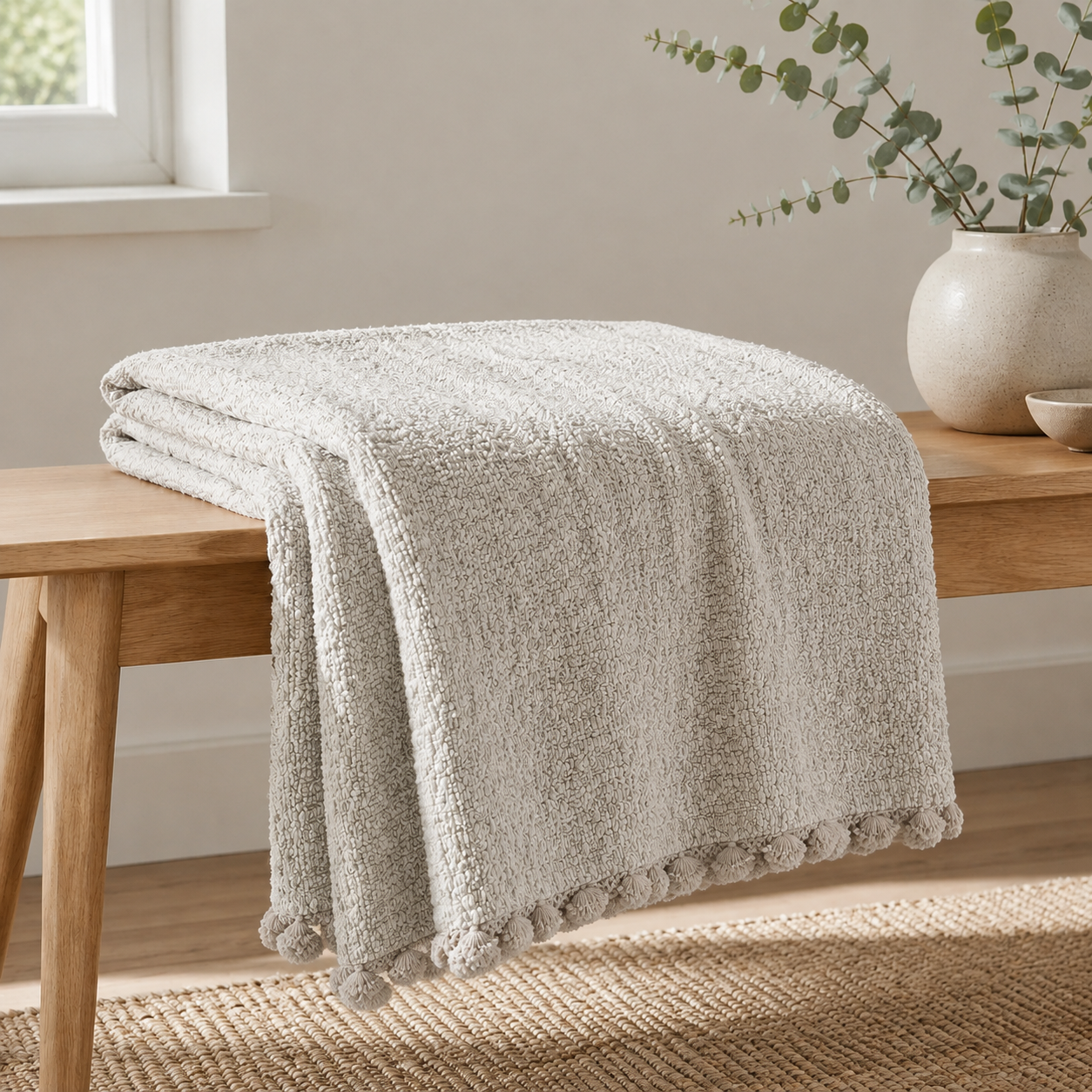 Malini Stello Natural Cotton Blend Throw 130x170 lifestyle image