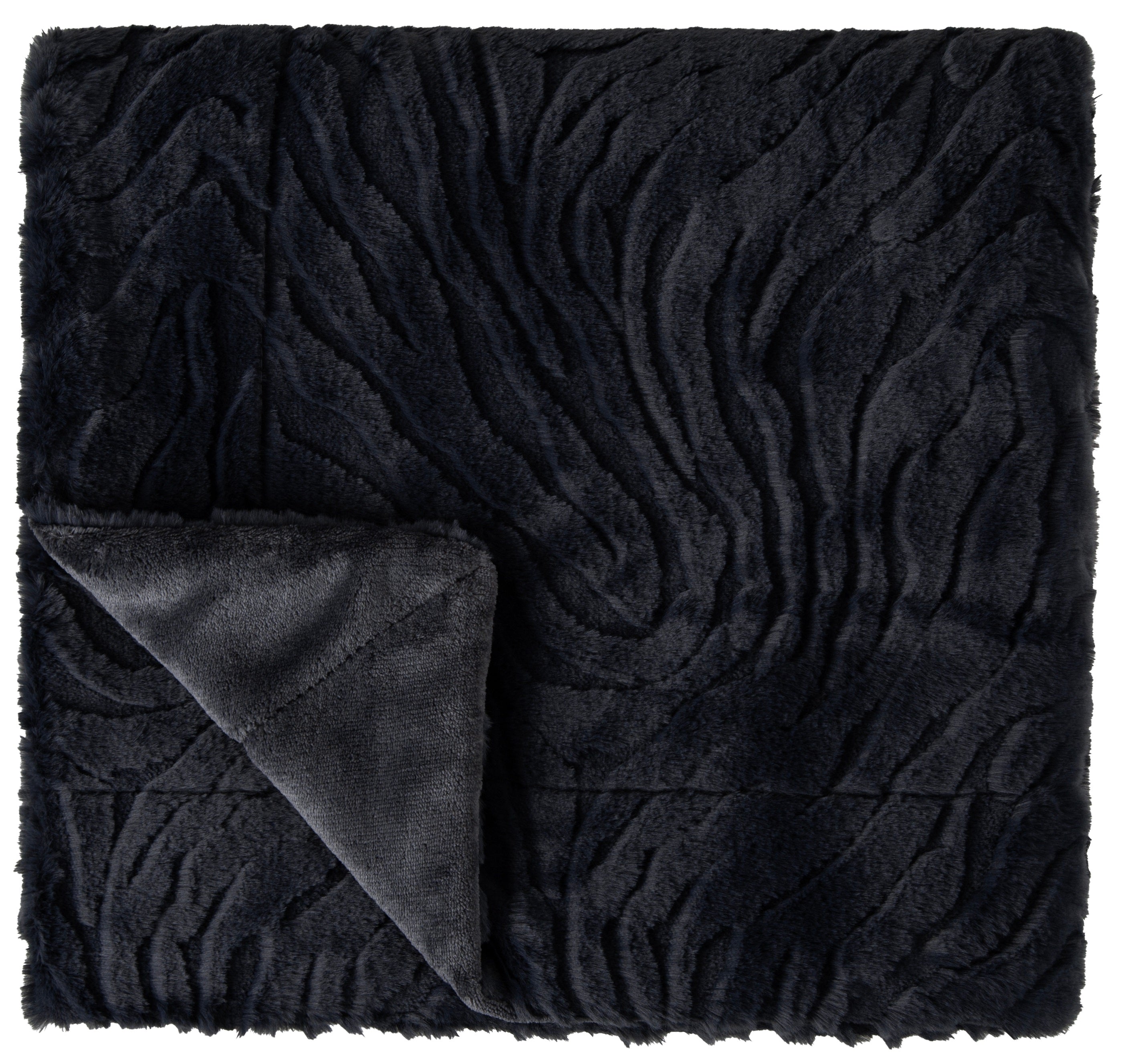 PM FAUX FUR THROW BLACK 130 X 170